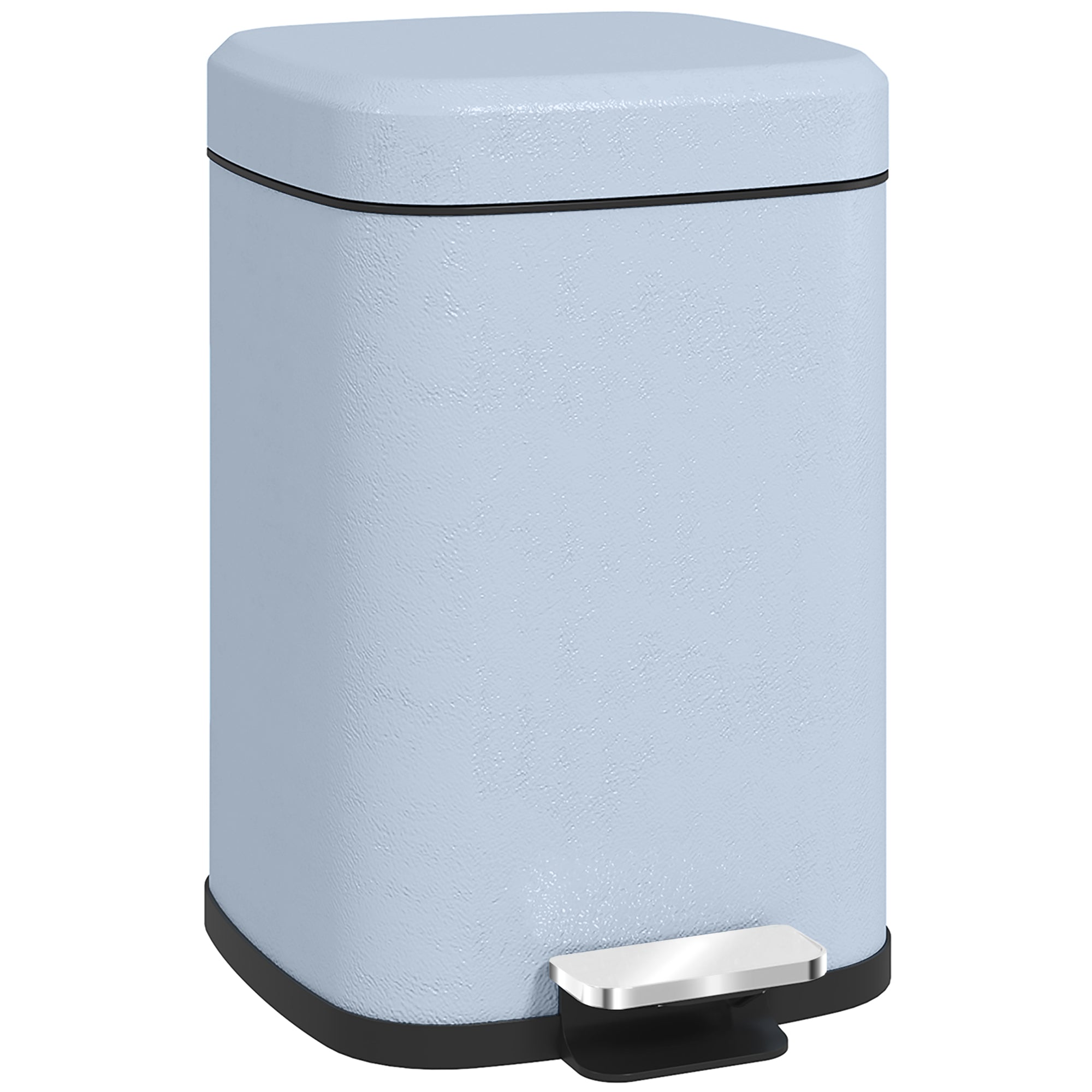 HOMCOM 12L Modern Boxy Metal Home Kitchen Bin - Light Blue - North Peak Garden Furniture