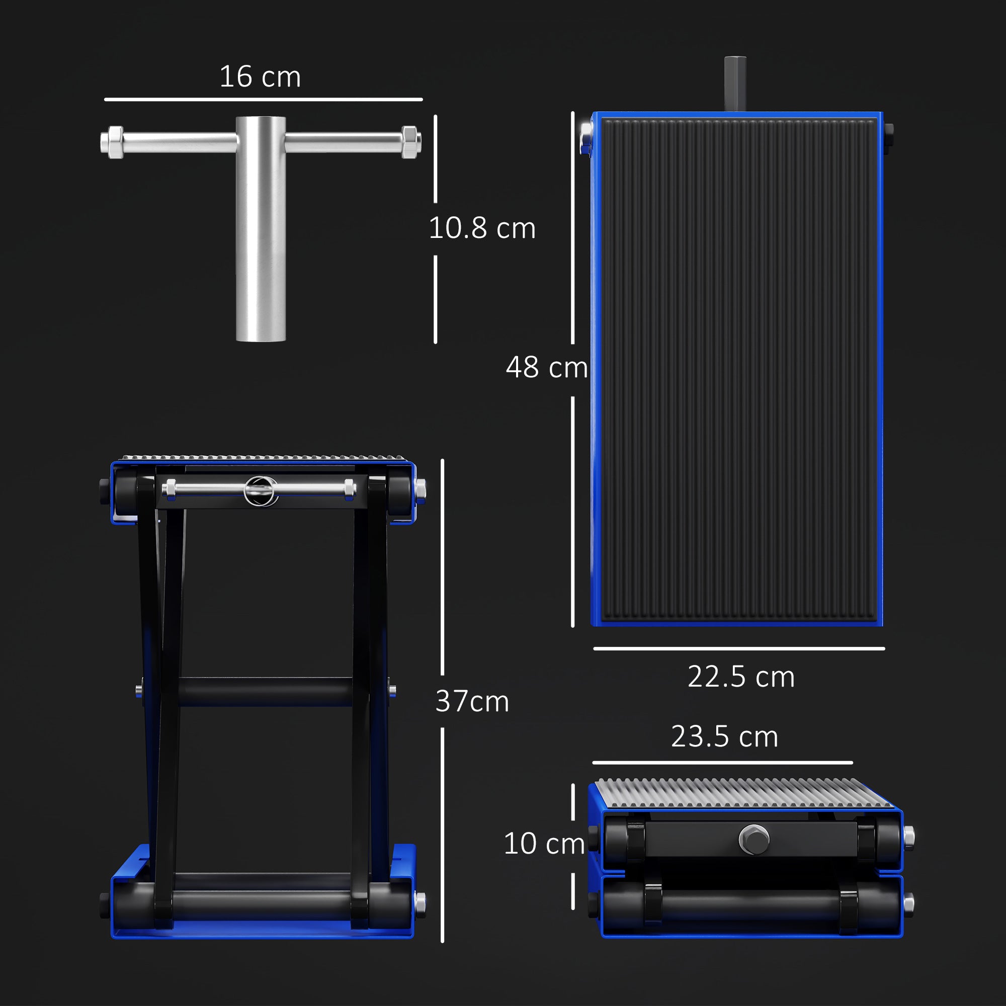 DURHAND 500KG Motorcycle Scissor Lift Jack, Height Adjustable Motorbike Stand with Anti-Slip Wide Deck, Heavy Duty Steel Motorbike Repair Lift Hoist Stand for Home Garage, Blue
