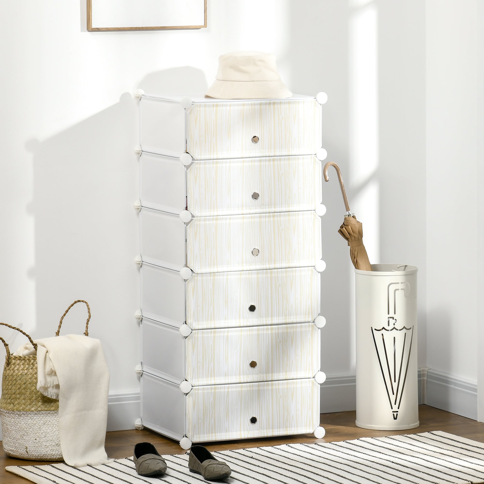 HOMCOM Six Cube Modular Storage Storage Unit - White