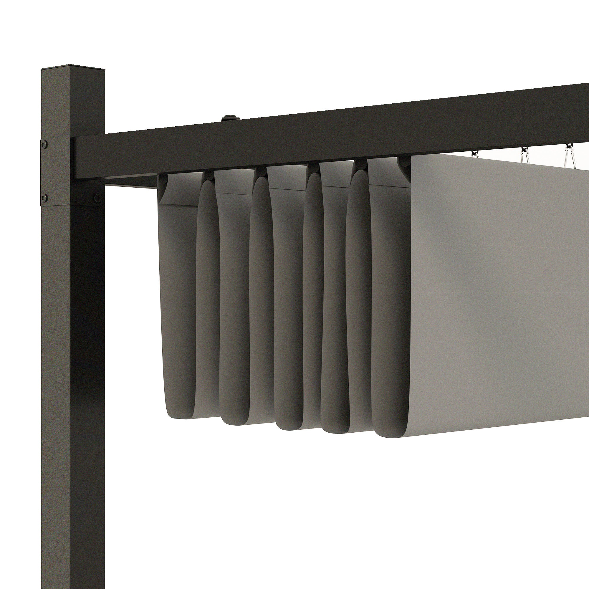Outsunny 3 x 3(m) Garden Pergola with Retractable Roof and Magnetic Fixture, Outdoor Pergola Kit Sun Shade Canopy, UPF30+, 80mm Metal Column, Grey - North Peak Garden Furniture