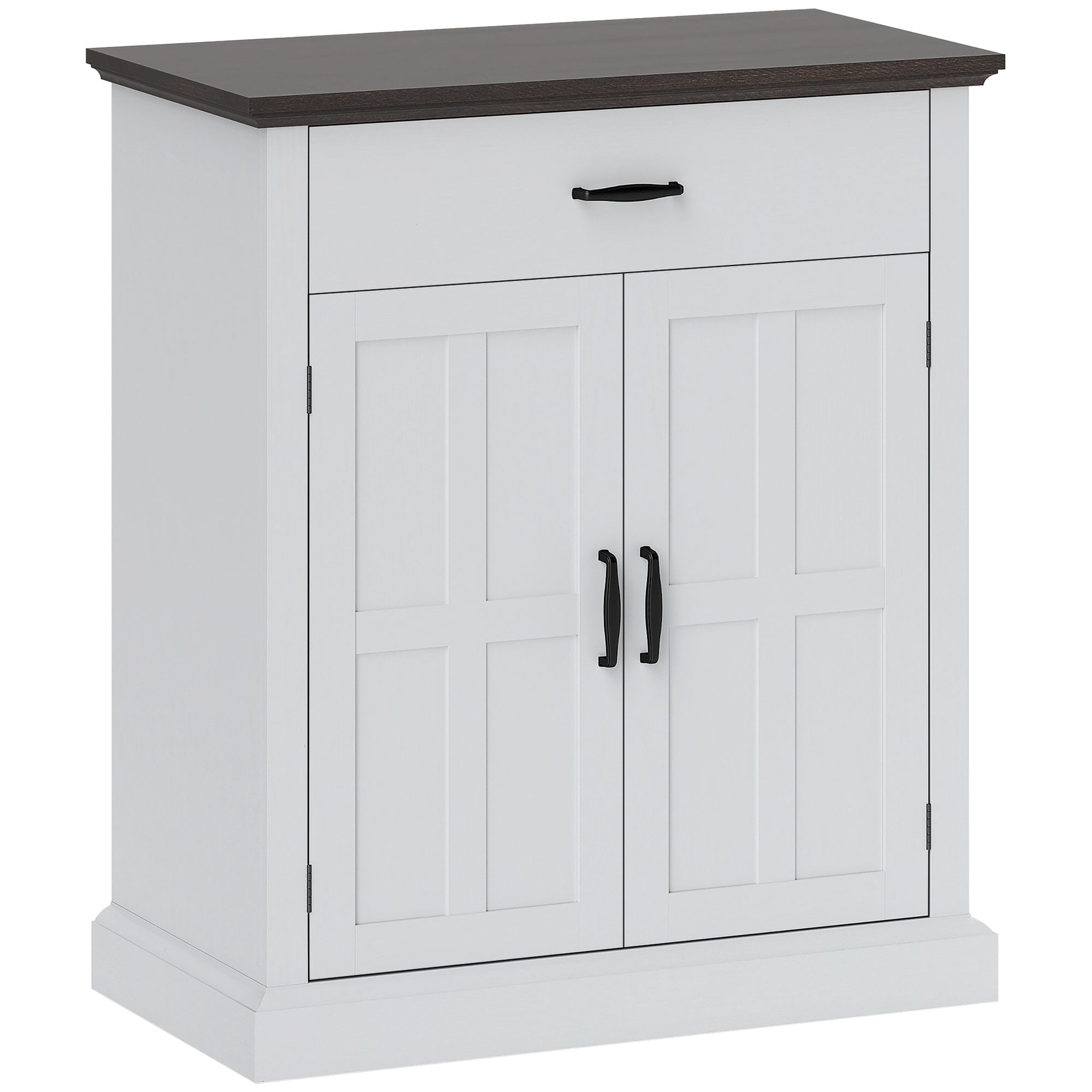 HOMCOM Farmhouse Sideboard with 3 cm Thick Top 2 Barn Doors - White - North Peak Garden Furniture