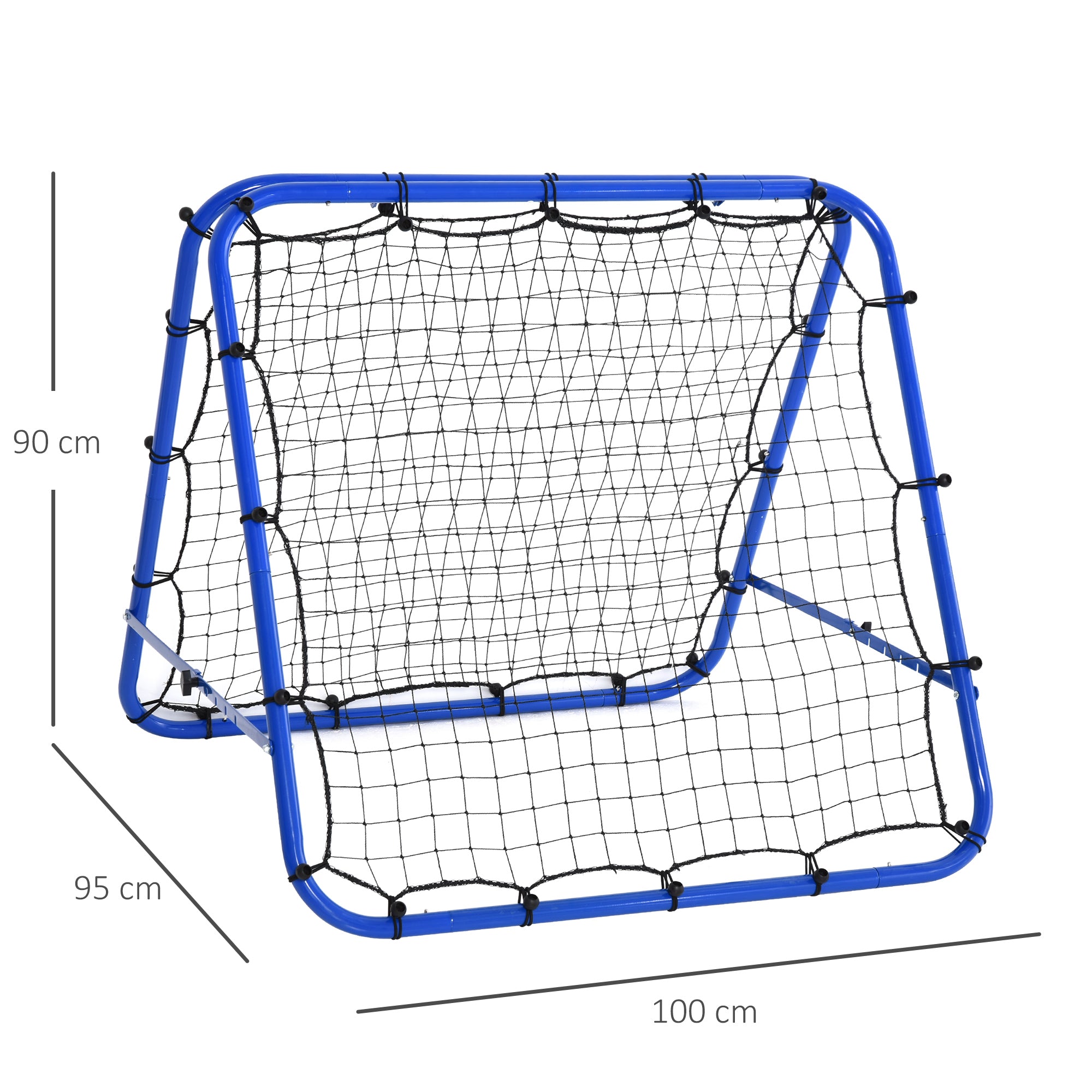 HOMCOM Double Sided Football Rebounder Net, Football Rebound Goal with 5 Adjustable Angles, Blue - North Peak Garden Furniture