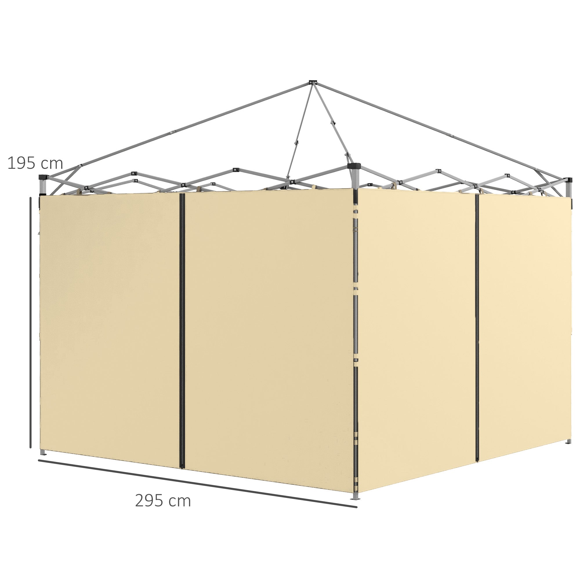 Outsunny Set of Two 3 x 3(m) Replacement Zipped Gazebo Walls - Beige - North Peak Garden Furniture