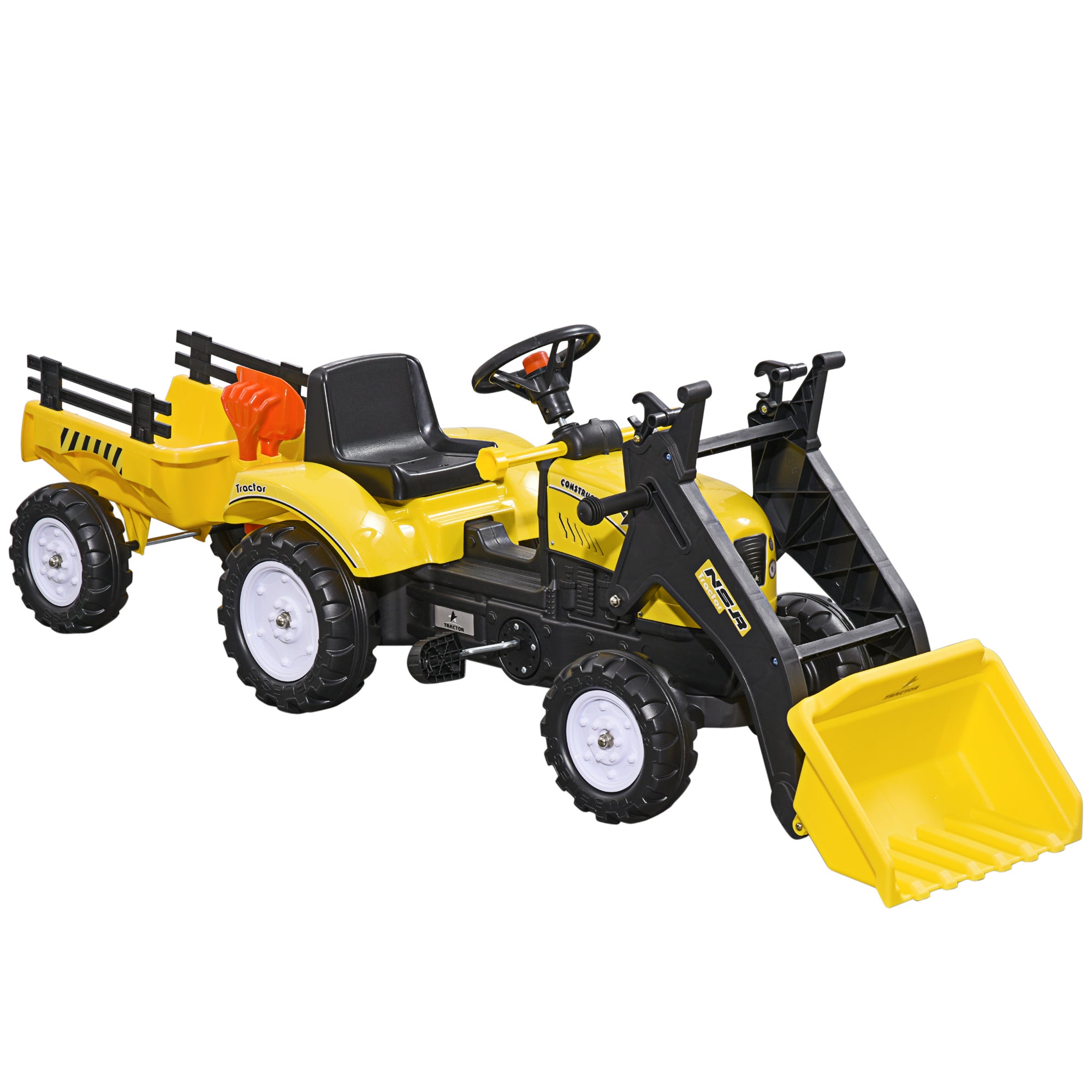 HOMCOM Kids Pedal Go Kart Excavator-Yellow - North Peak Garden Furniture