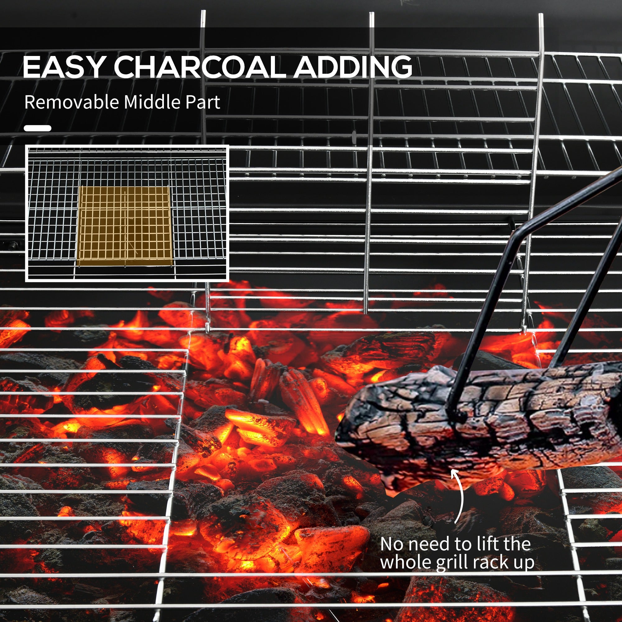 Outsunny Steel Charcoal BBQ, with Ash Catcher and Warming Rack - North Peak Garden Furniture