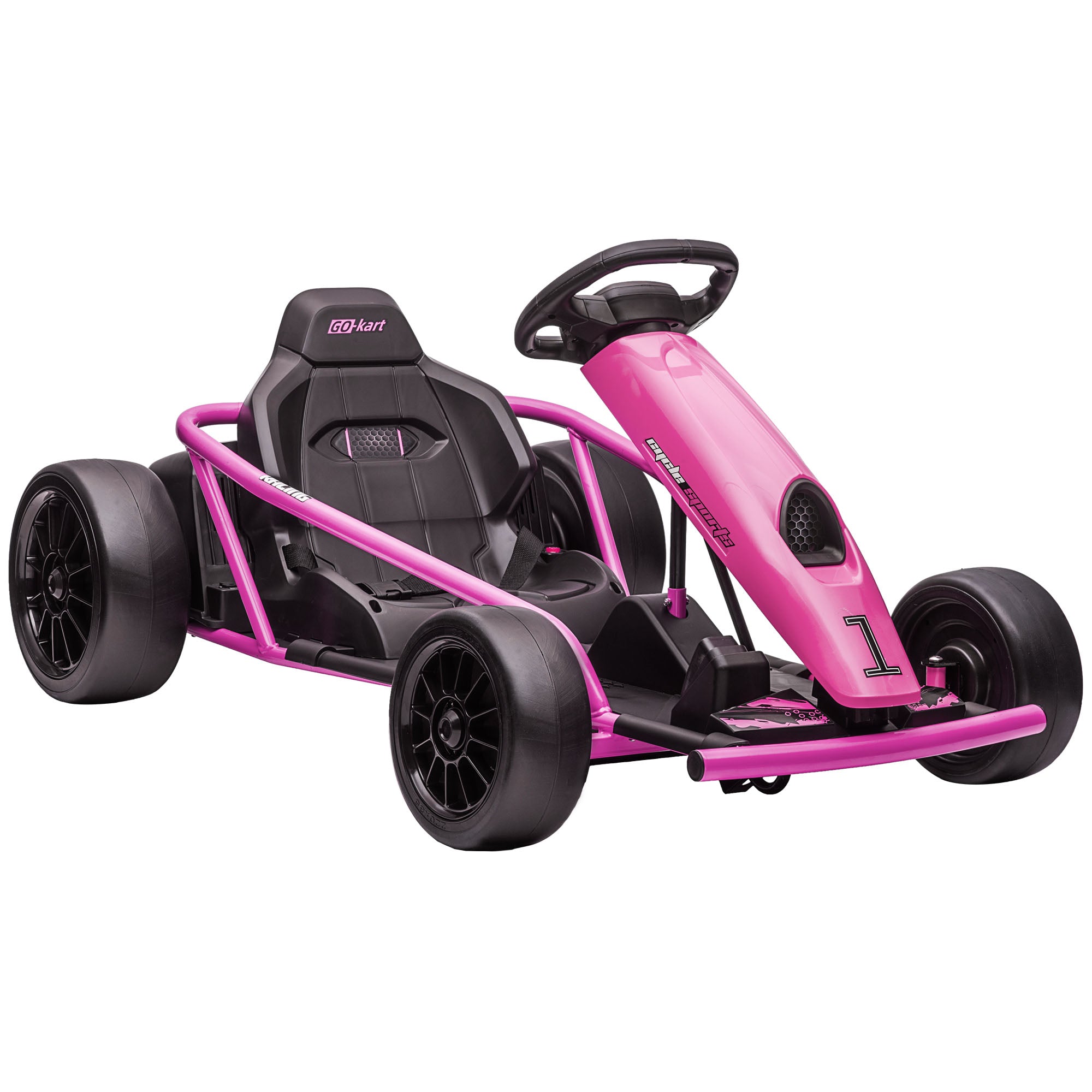 HOMCOM 24V Electric Go Kart for Kids, Drift Ride-On Racing Go Kart with 2 Speeds, for Boys Girls Aged 8-12 Years Old, Pink - North Peak Garden Furniture