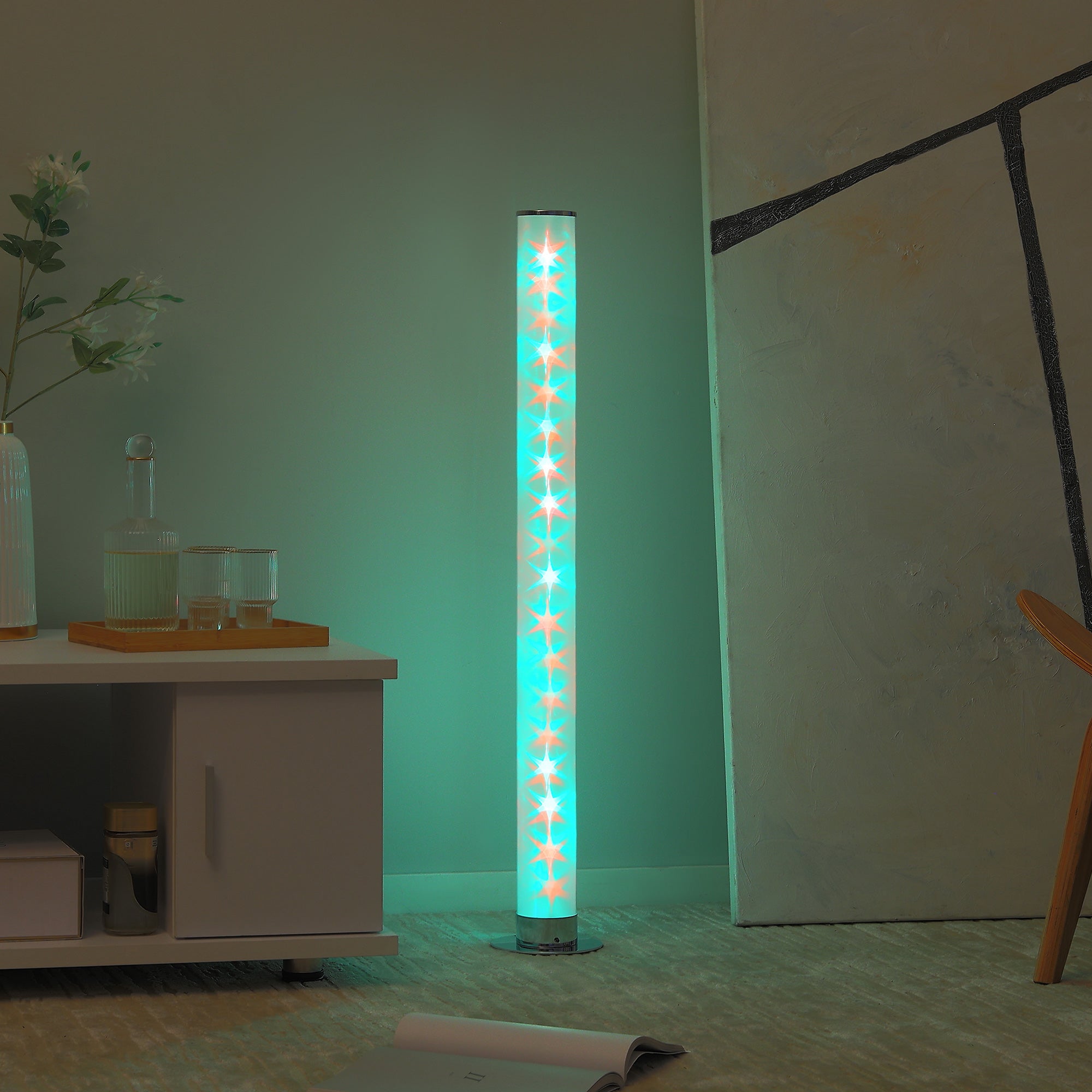 HOMCOM RGB Floor Lamp, Dimmable Corner Lamp with Remote Control & 16 Colours Effects, LED Modern Mood Lighting for Living Room Bedroom Gaming Room, Max Power 5W - North Peak Garden Furniture