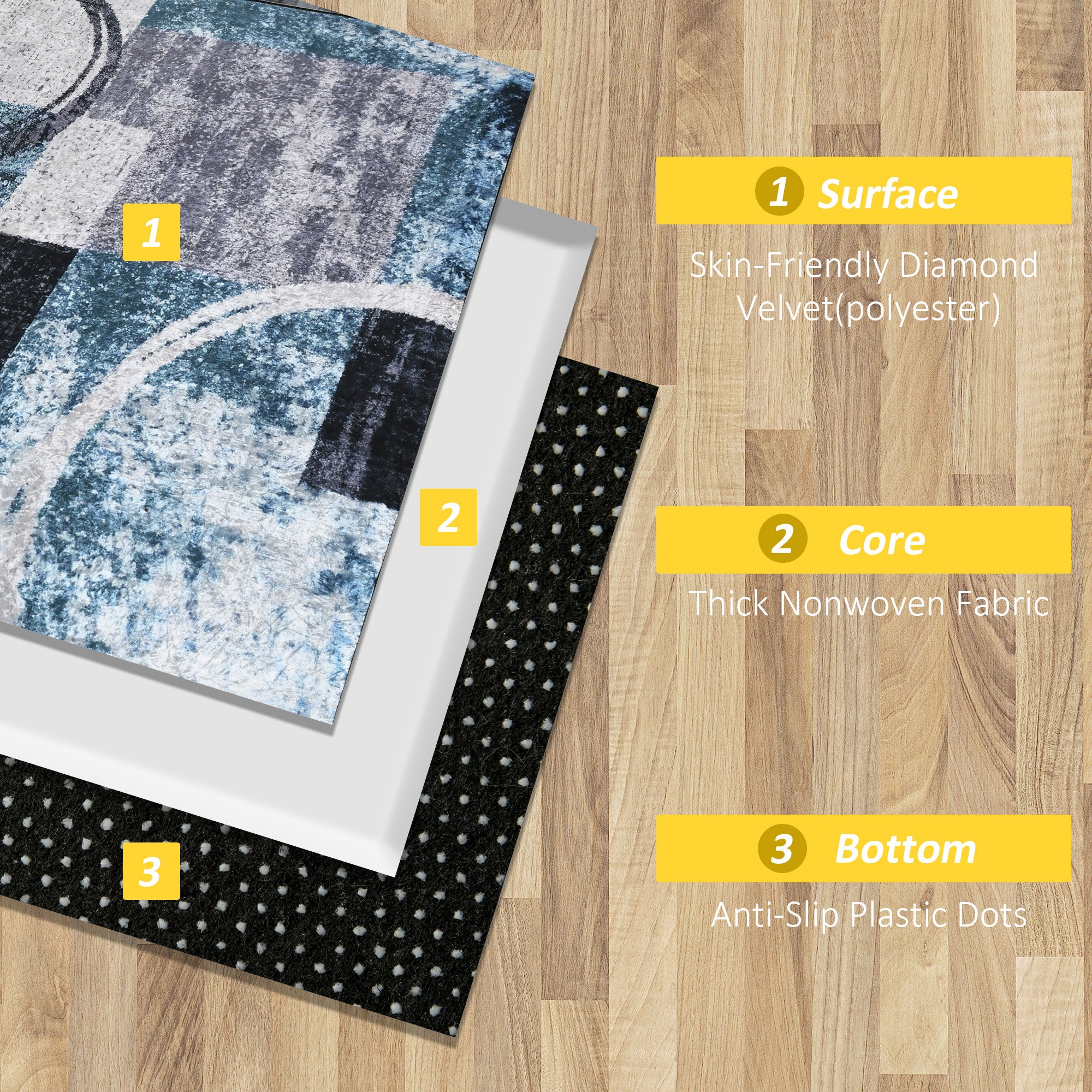 HOMCOM Blue Geometric Rug, Modern Area Rugs Large Carpet for Living Room, Bedroom, Dining Room, 160x230 cm - North Peak Garden Furniture