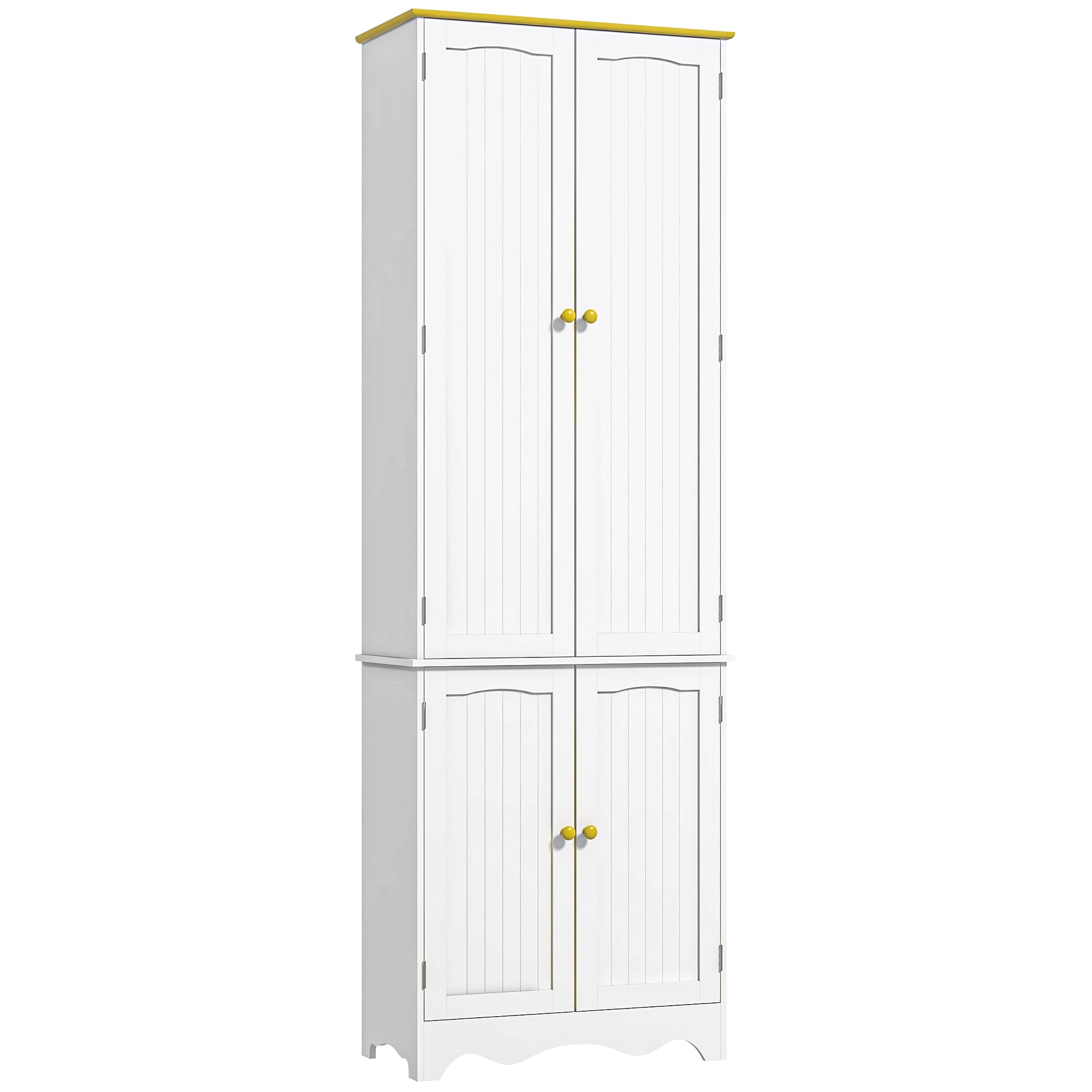 HOMCOM Freestanding 4-Door Kitchen Cupboard, Storage Cabinet Organizer with 4 Shelves, White - North Peak Garden Furniture