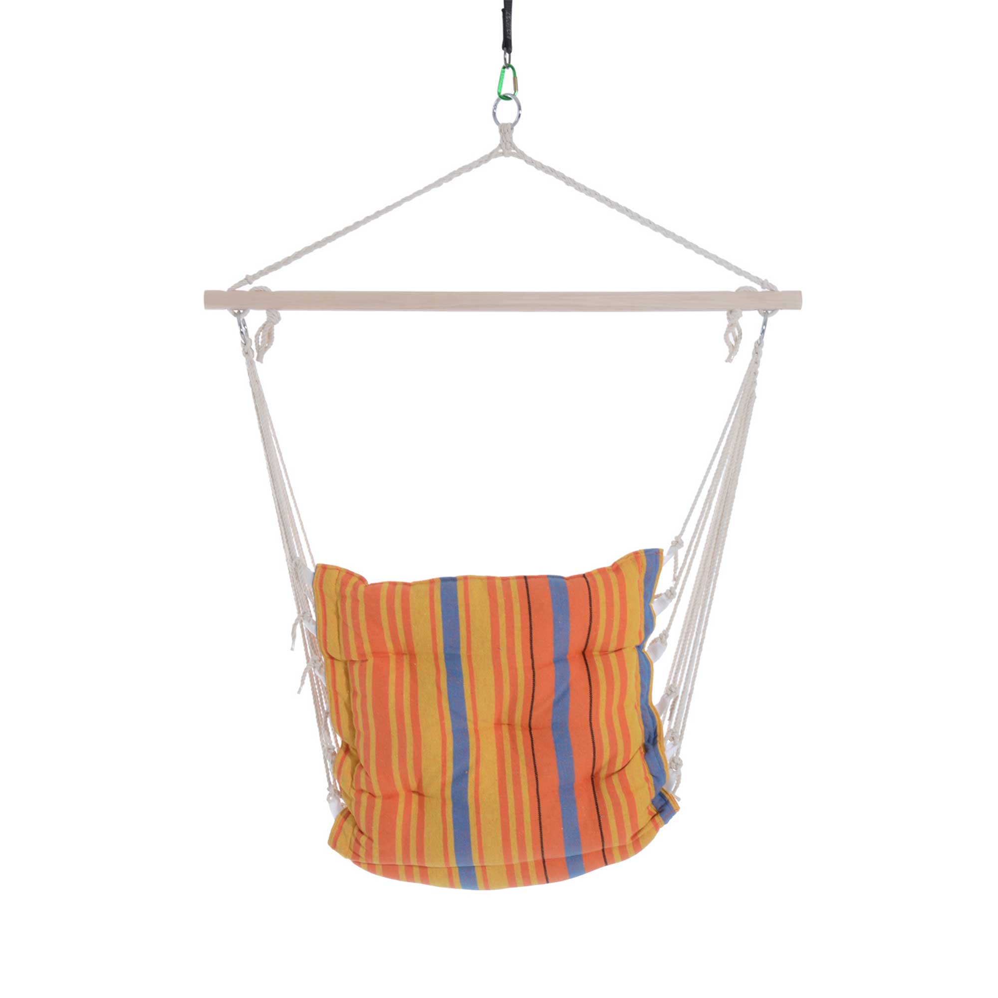 Outsunny Outdoor Hanging Rope Chair with Soft Padded Seat & Backrest, Garden Hammock Chair with Wooden Support Bar Cotton Cloth, Portable Garden Chair for Patio & Tree, Orange - North Peak Garden Furniture