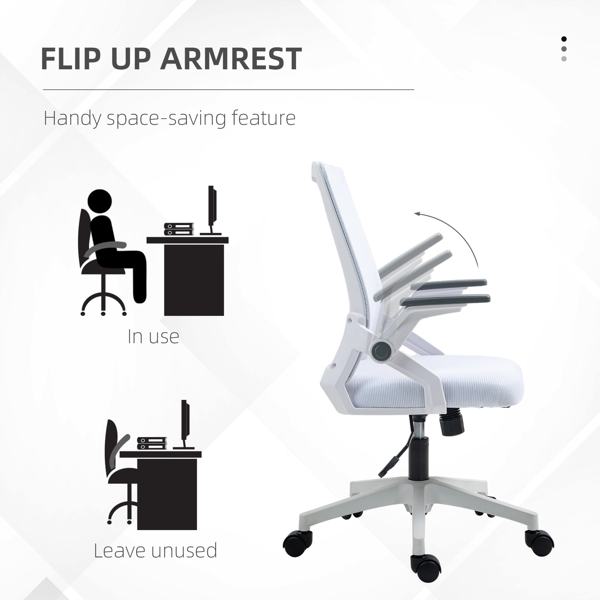 Vinsetto Office Chair, with Lumbar Support - White - North Peak Garden Furniture
