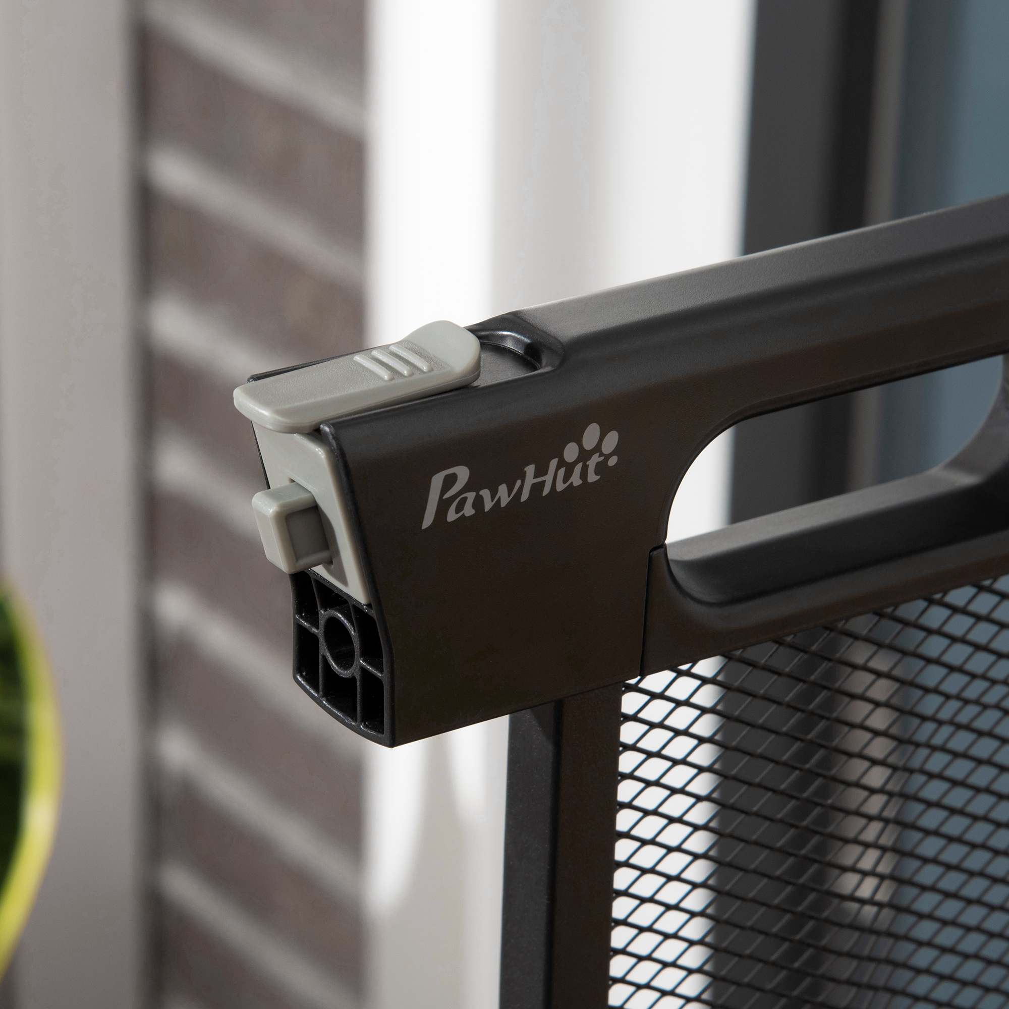 PawHut Pressure Fit Safety Gate, for Staircases, Hallways, Doorways w/ Extensions Kit, 75-103CM Adjustable Width - Black - North Peak Garden Furniture
