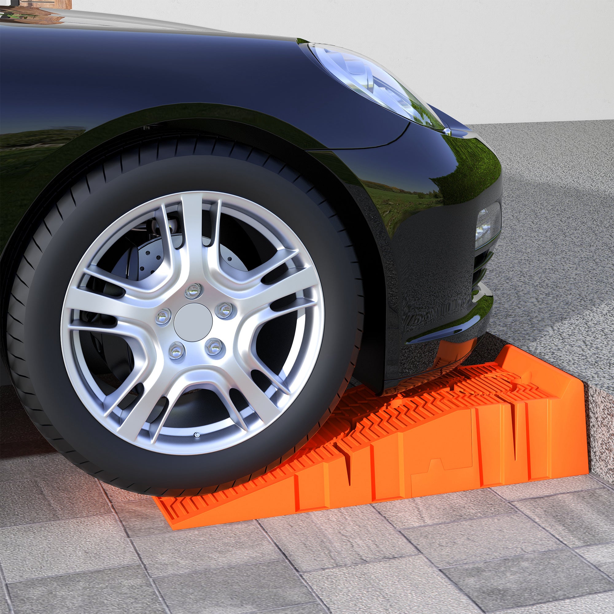 DURHAND 1 Pair Heavy Duty 5 Ton Plastic Garage Workshop Car Service Ramps Lifting Automotive Vehicle Portable, Orange - North Peak Garden Furniture