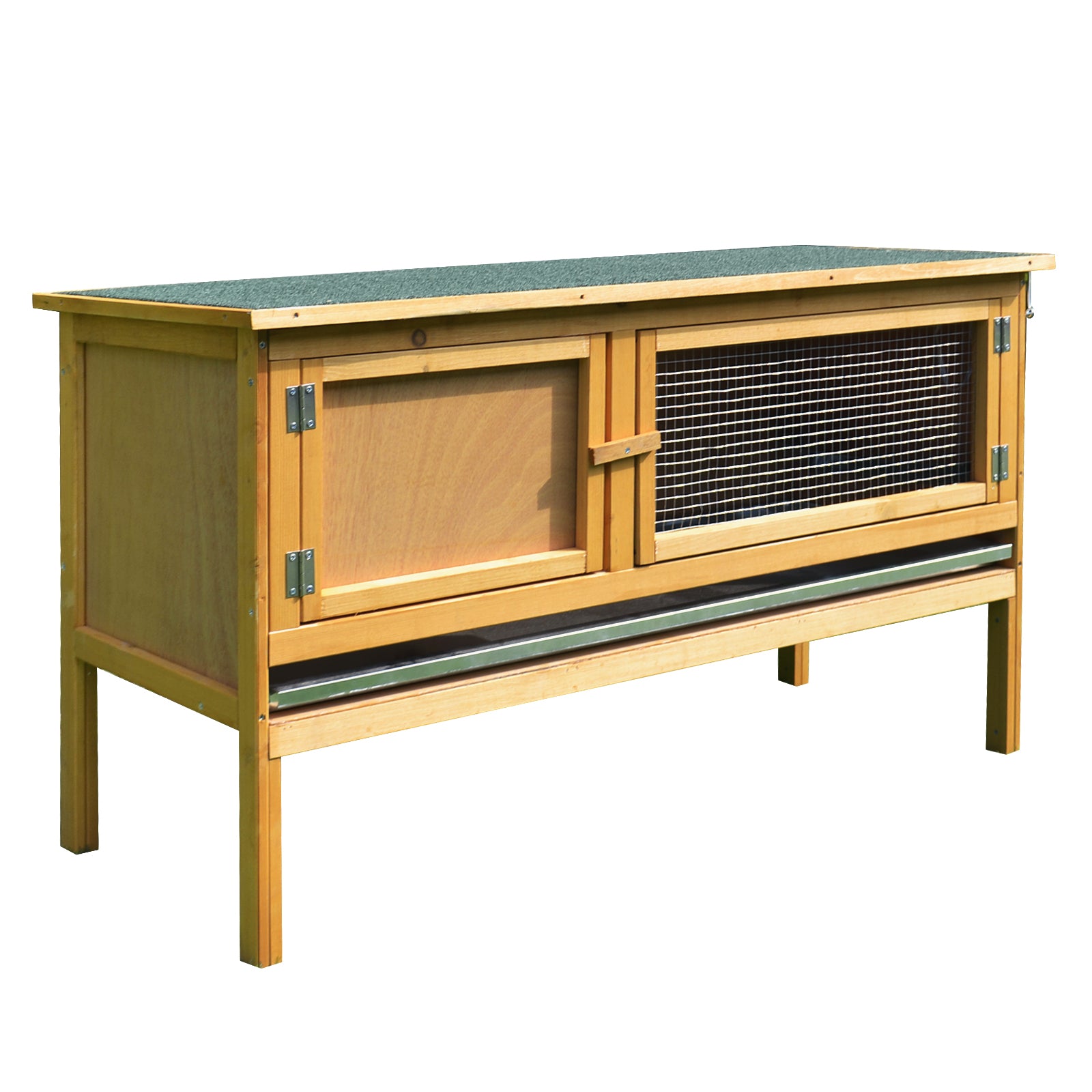 PawHut Rabbit Hutch Outdoor Guinea Pig Hutch House Small Animal Bunny Cage w/ Openable Roof, 115 x 44 x 65 cm - North Peak Garden Furniture