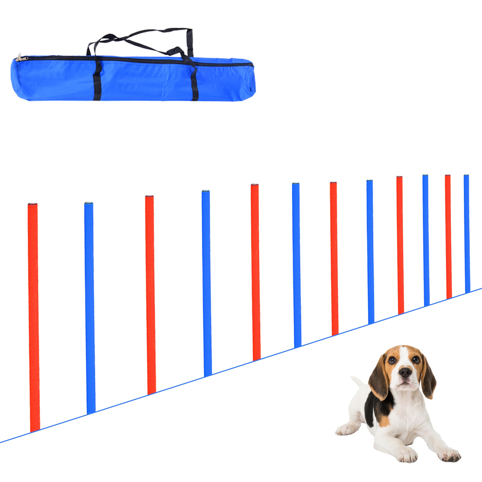 PawHut Pet Agility Training Equipment Dog Play Run Obedience Training Set Adjustable (Poles) - North Peak Garden Furniture