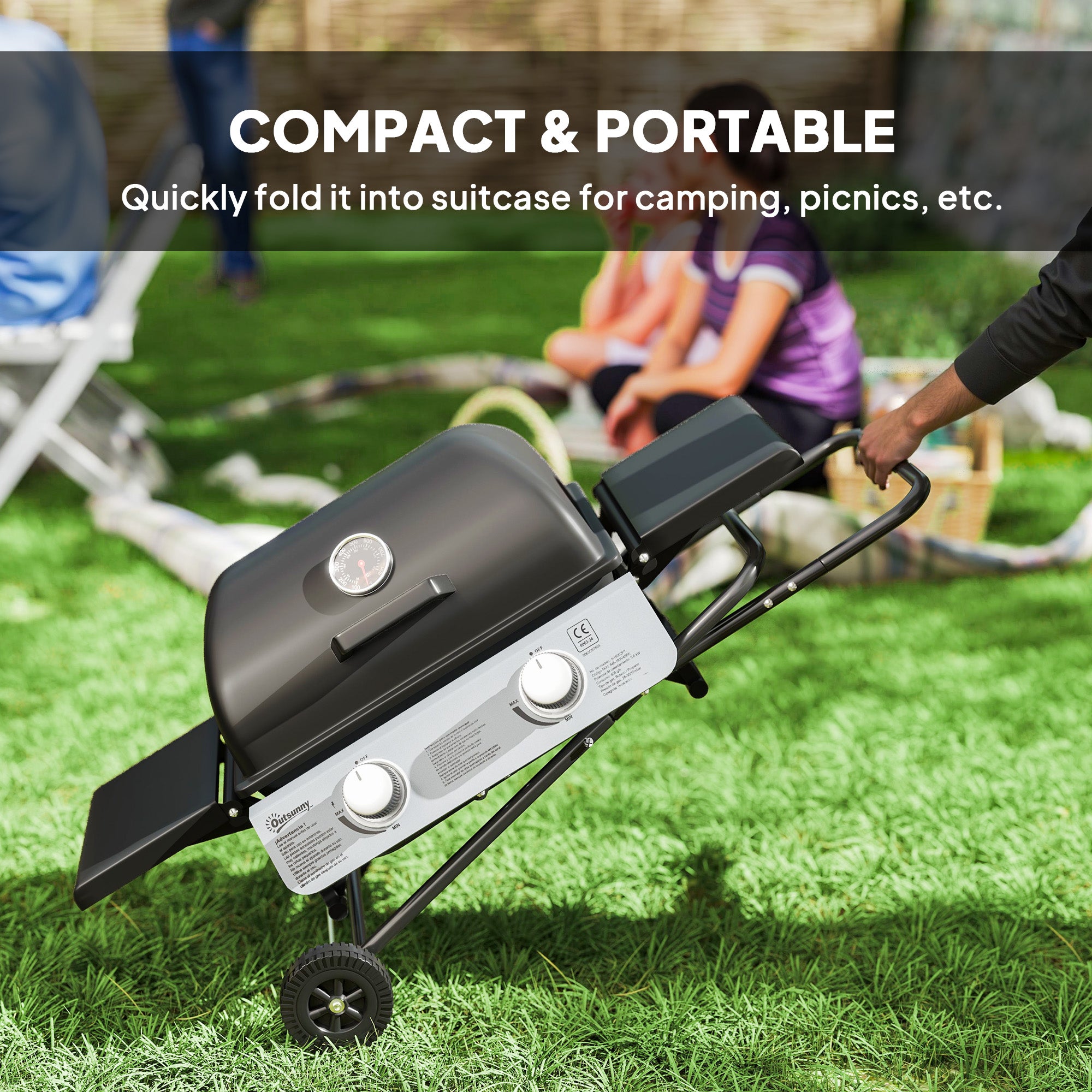 Outsunny Two-Burner Portable Suitcase BBQ - Black - North Peak Garden Furniture