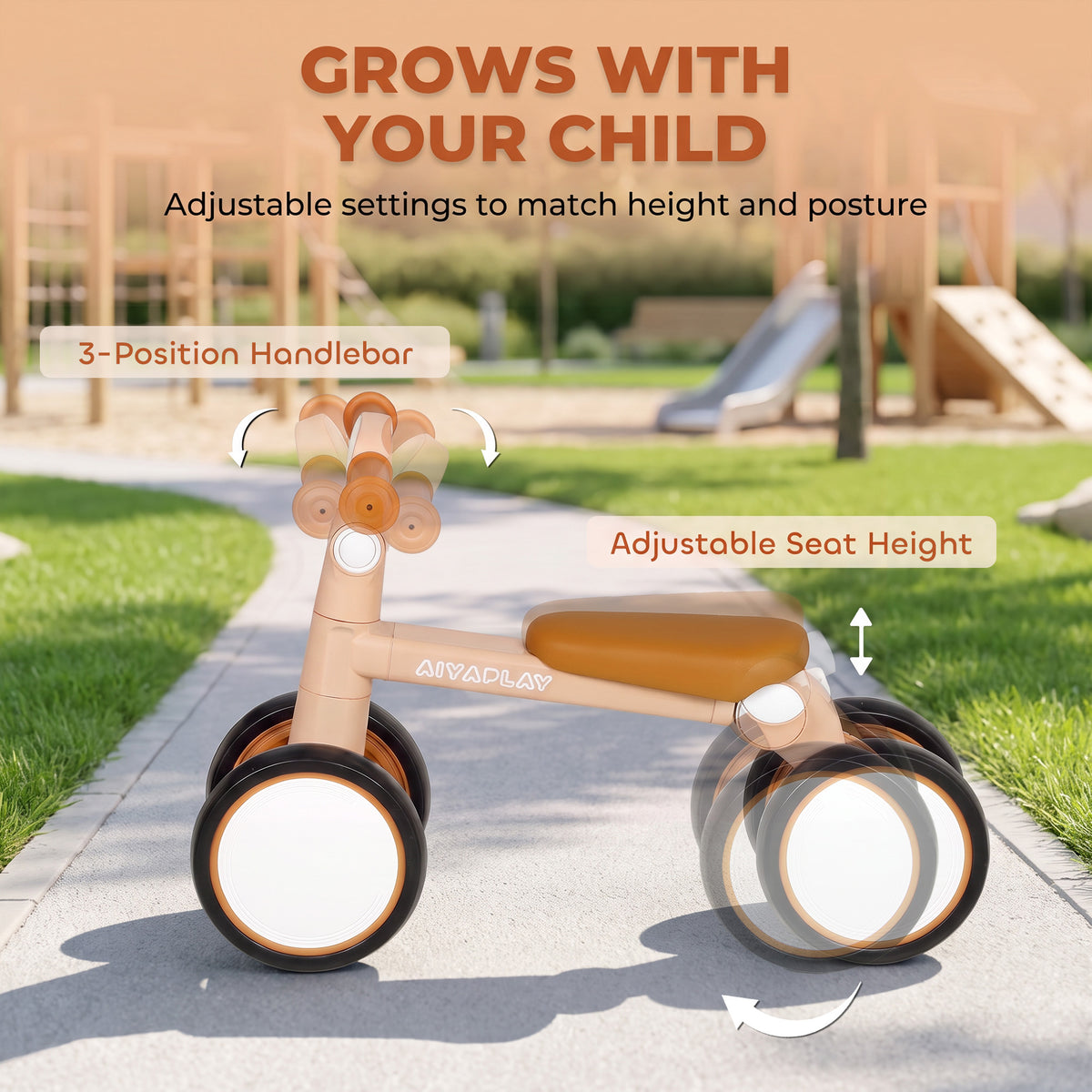 AIYAPLAY Balance Bike, Lightweight Baby Balance Bike with Foldable Design, Adjustable Seat, No Pedal for 1–2 Years, Pink