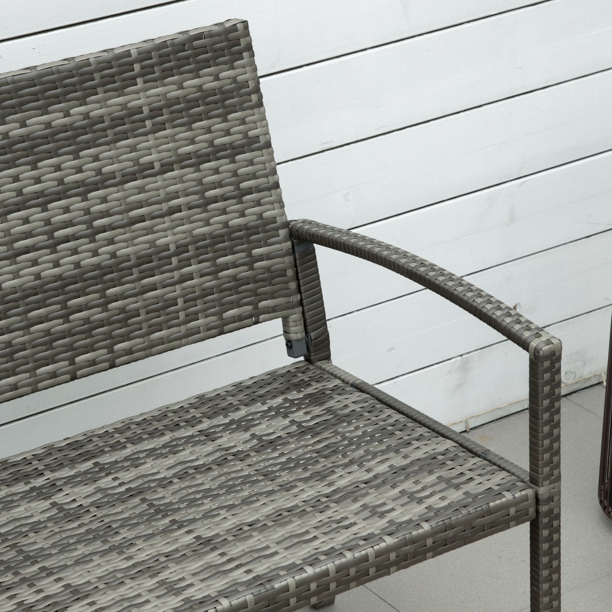 Outsunny Patio Rattan 2 Seater Garden Bench Wicker Weave Love Seater Armchair Furniture Outdoor Garden Conservatory Chair Grey - North Peak Garden Furniture