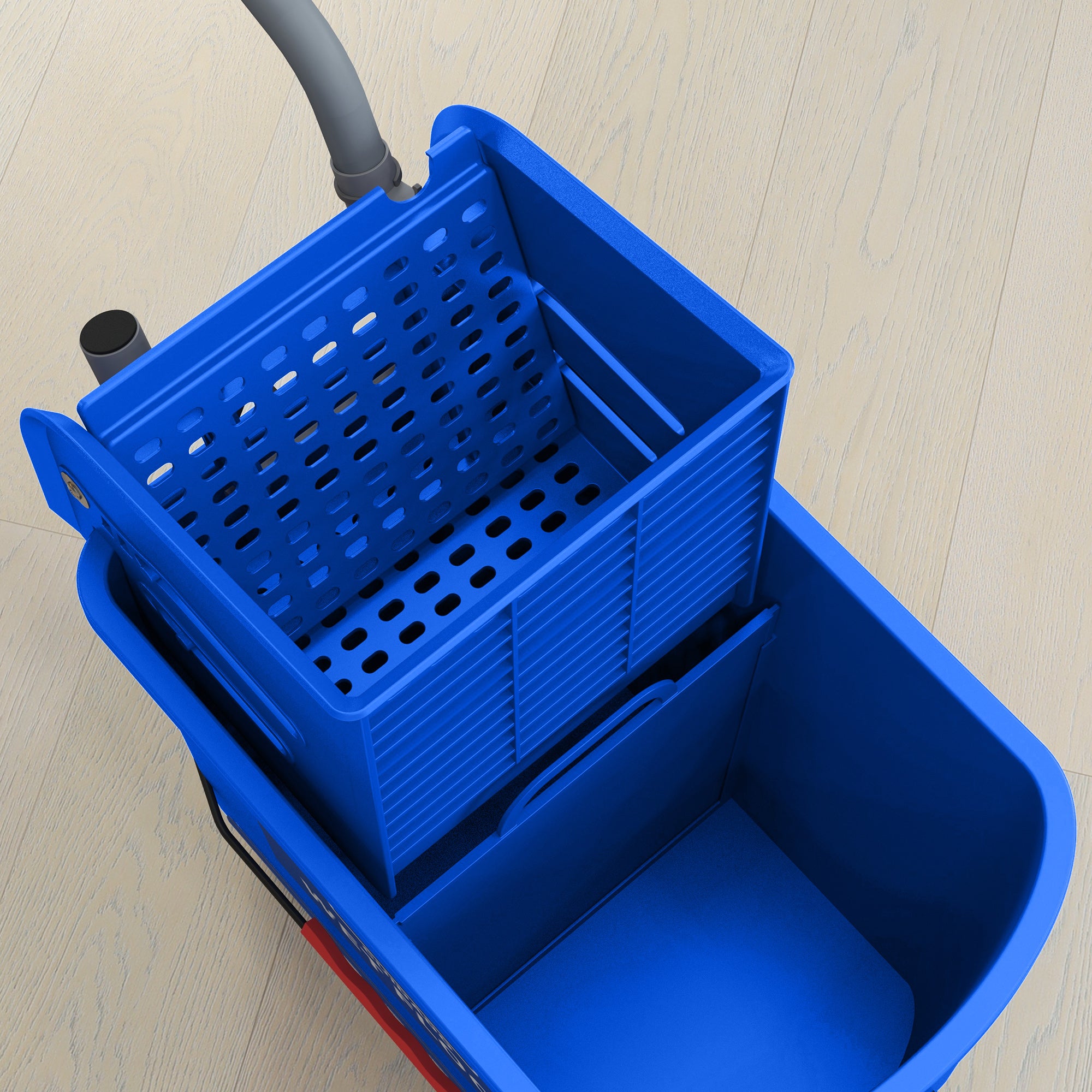 HOMCOM 20L Mop Bucket on Wheels, with Water Separation Panel - Blue - North Peak Garden Furniture
