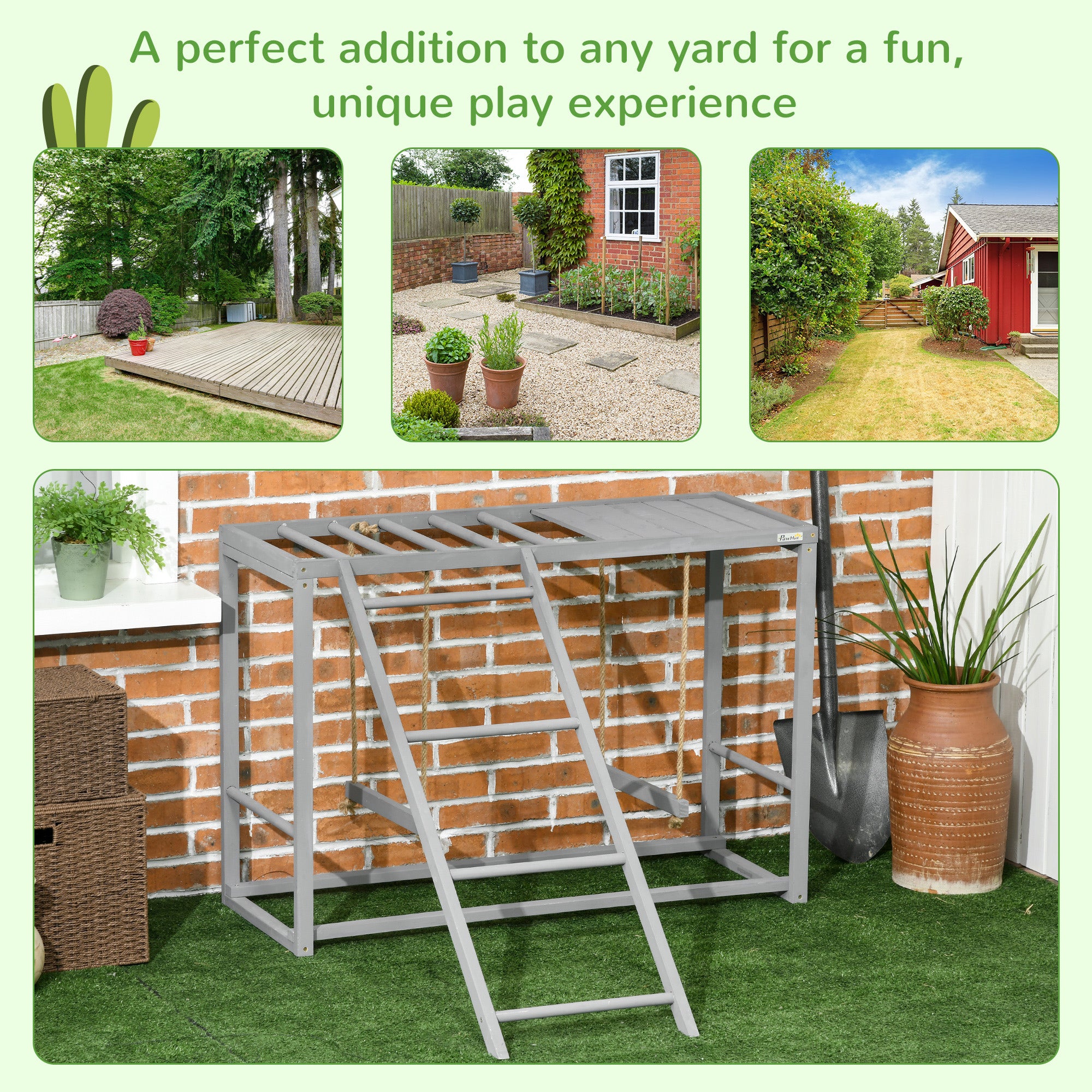 PawHut Chicken Activity Play with Swing Set for 3-4 Chickens, Wooden Chicken Coop, Grey - North Peak Garden Furniture