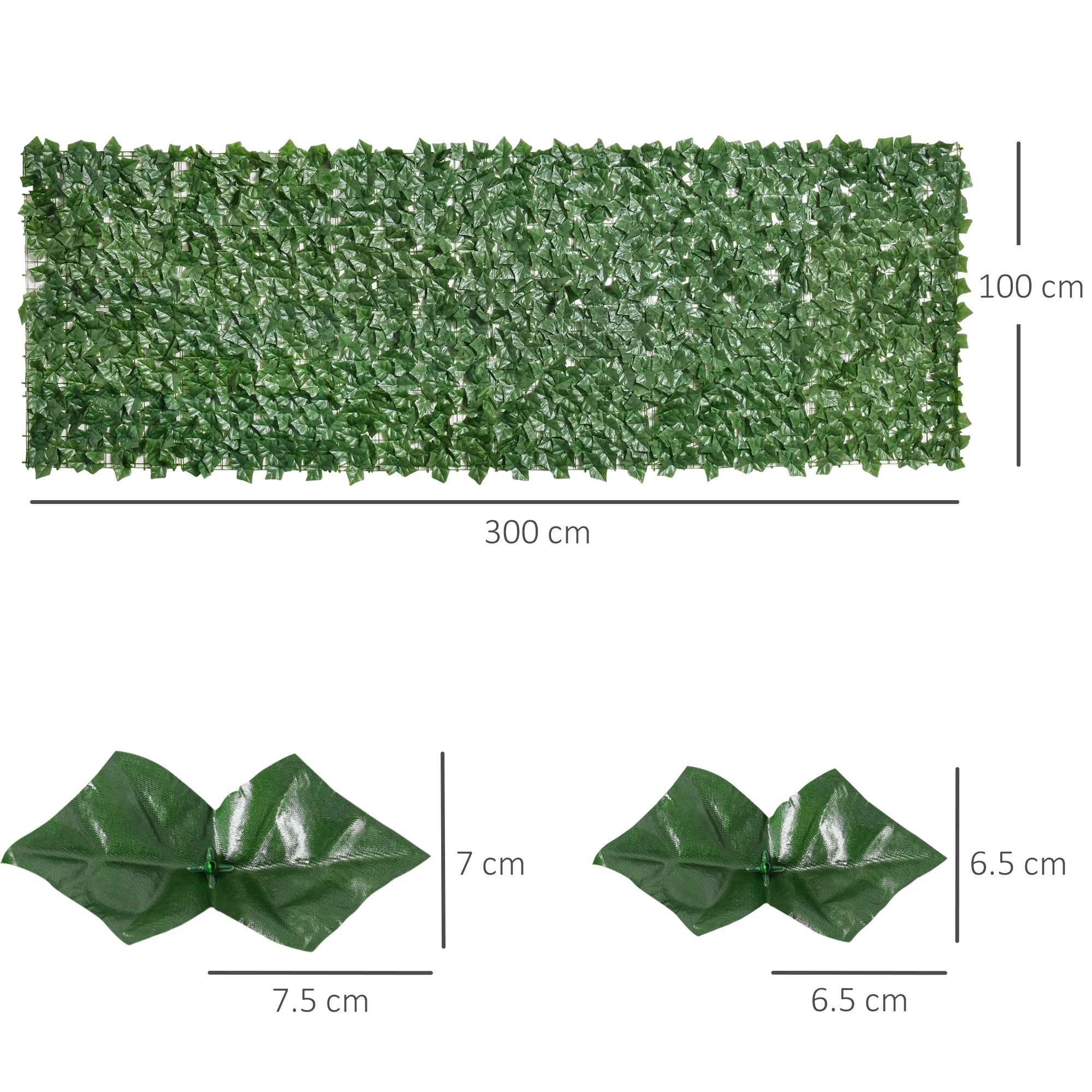 Outsunny 2-Piece Artificial Leaf Hedge Screen Privacy Fence Panel for Garden Outdoor Indoor Decor, Dark Green, 3M x 1M - North Peak Garden Furniture