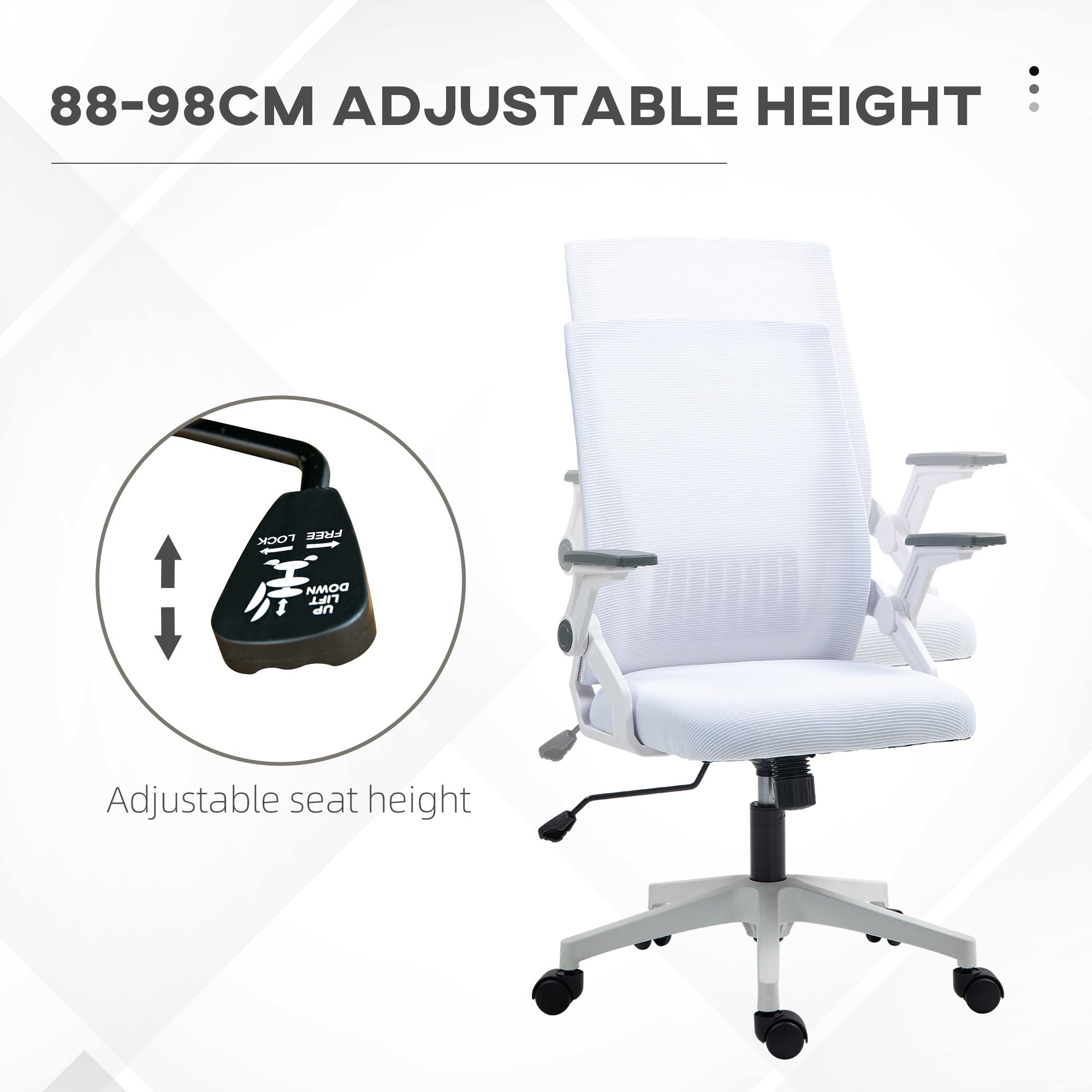 Vinsetto Office Chair, with Lumbar Support - White - North Peak Garden Furniture