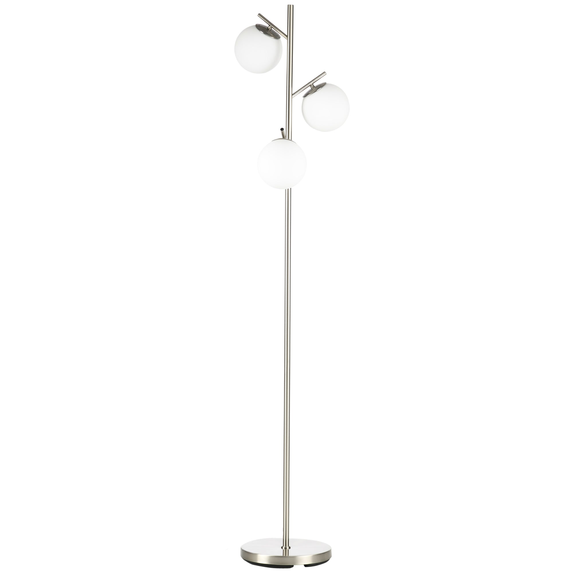 HOMCOM 3-Light Tree Floor Lamps for Living Room, Modern Standing Lamp for Bedroom with Globe Lampshade, Steel Base, Bulb not Included, Silver - North Peak Garden Furniture