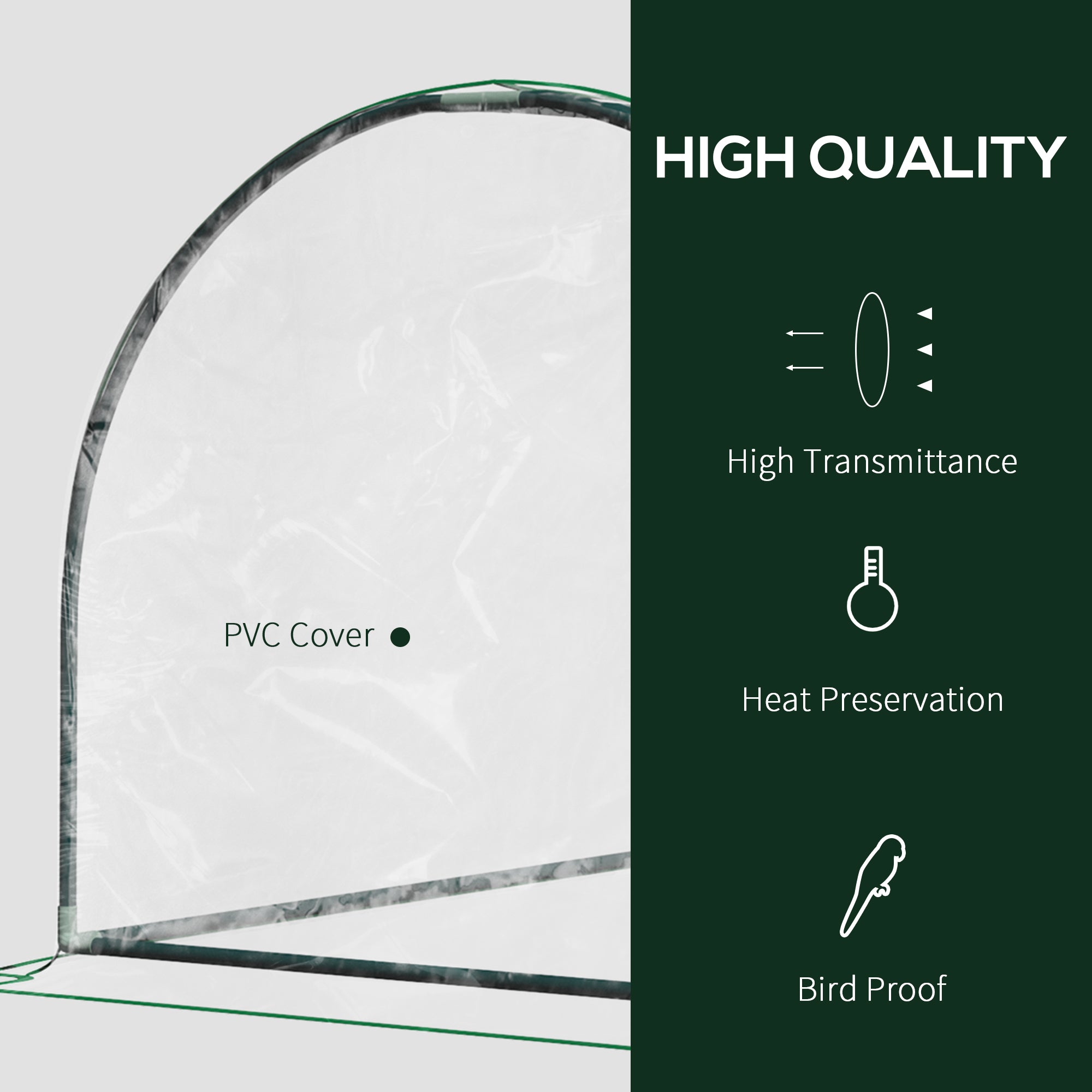Outsunny Tunnel Greenhouse Green Grow House for Garden Outdoor, Steel Frame, PE Cover, Transparent, 200 x 100 x 80cm - North Peak Garden Furniture