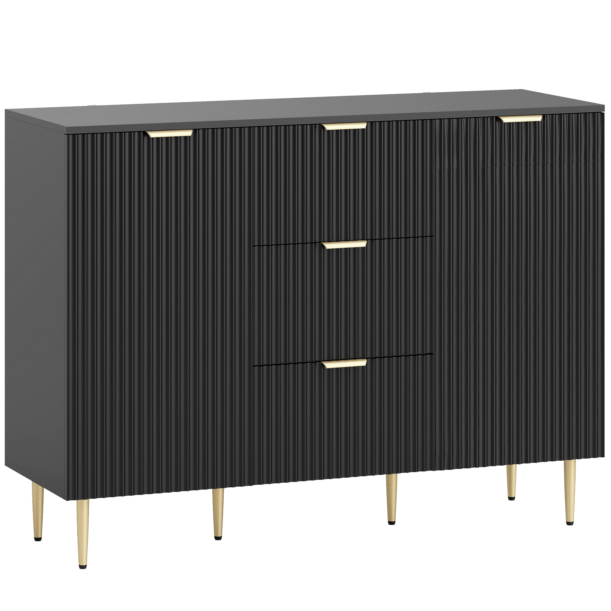 HOMCOM 2-Door Sideboard with 3 Drawers and Adjustable Shelves - Black