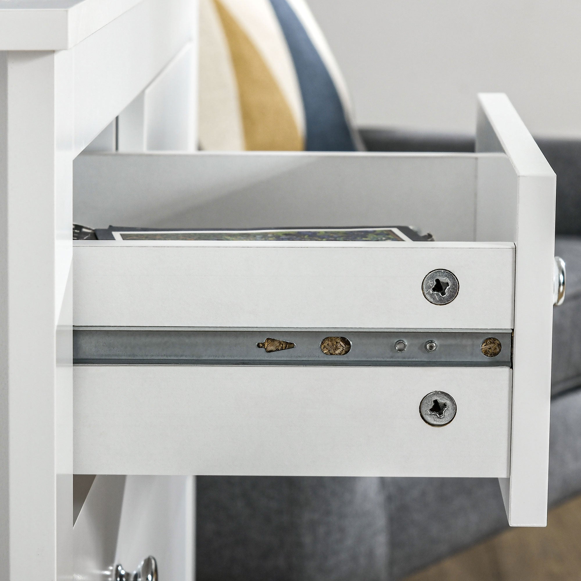 HOMCOM Modern Chest of Drawers, 5 Drawer Storage Cabinet with Metal Handles and Runners for Bedroom, White - North Peak Garden Furniture
