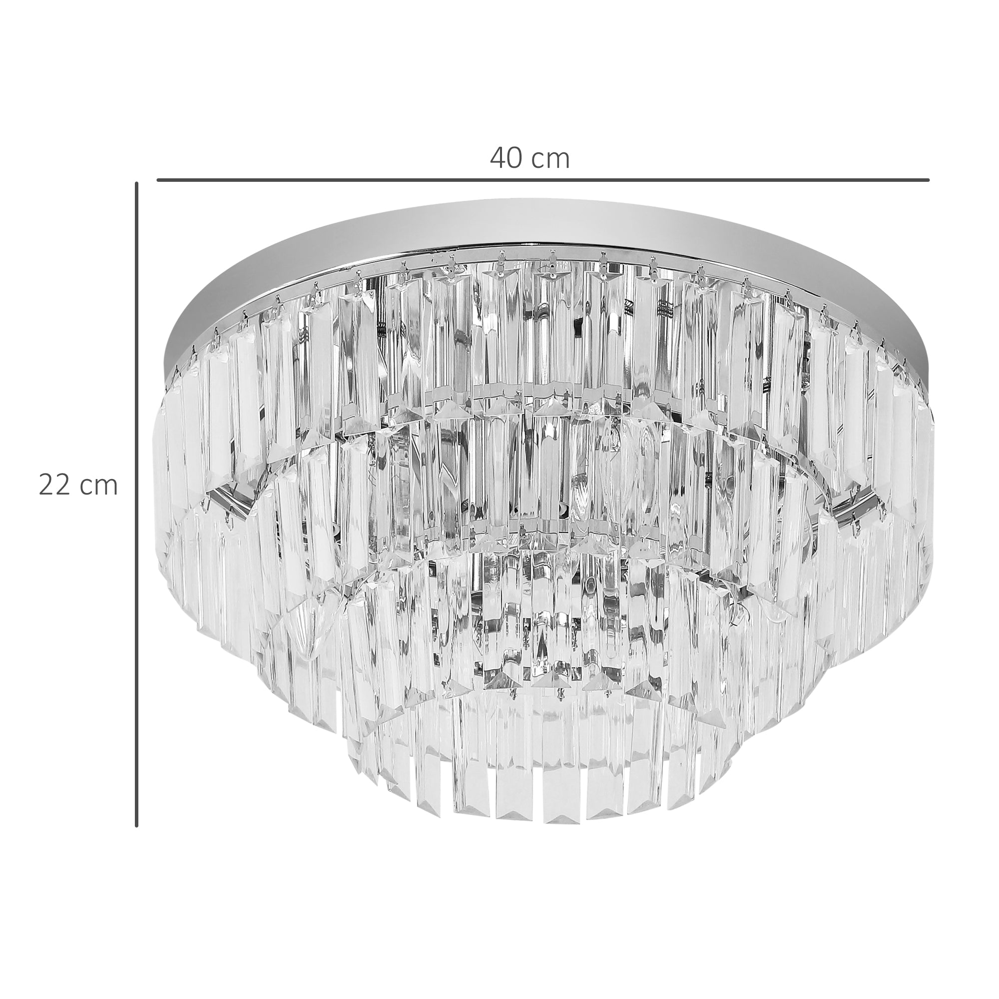 HOMCOM Round Crystal Ceiling Lamp 7 Lights Chandelier Mounted Fixture For Living Room Dining Room Hallway Modern - North Peak Garden Furniture