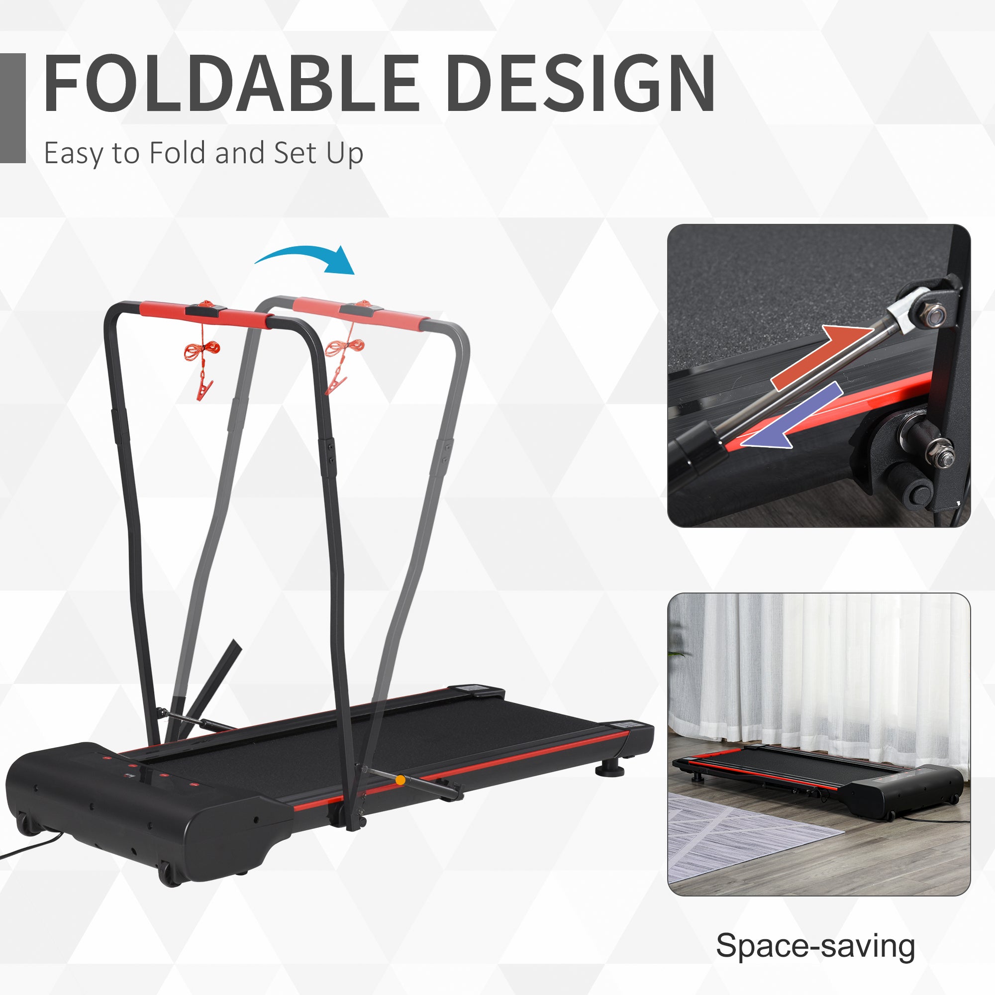 HOMCOM Foldable Walking Machine Treadmill 1-6km/h with LED Display & Remote Control Exercise Fitness for Home Office - North Peak Garden Furniture