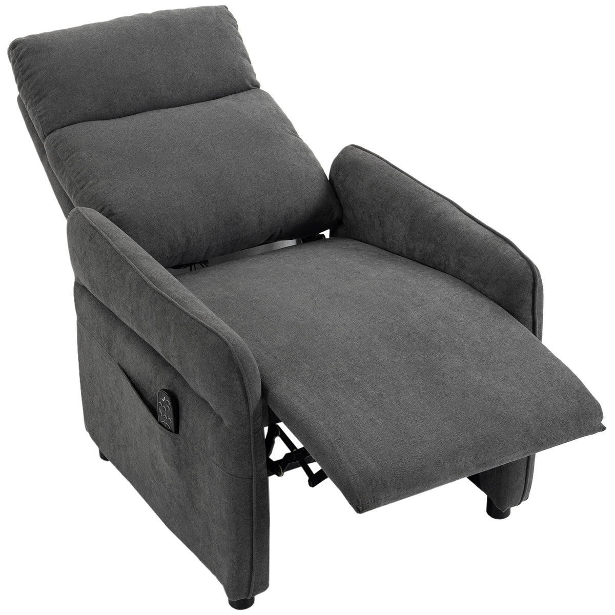 HOMCOM Recliner Armchair, Push Back Recliner Chair with Massage & Heat, Adjustable Armrests, Dual Side Pockets, Dark Grey