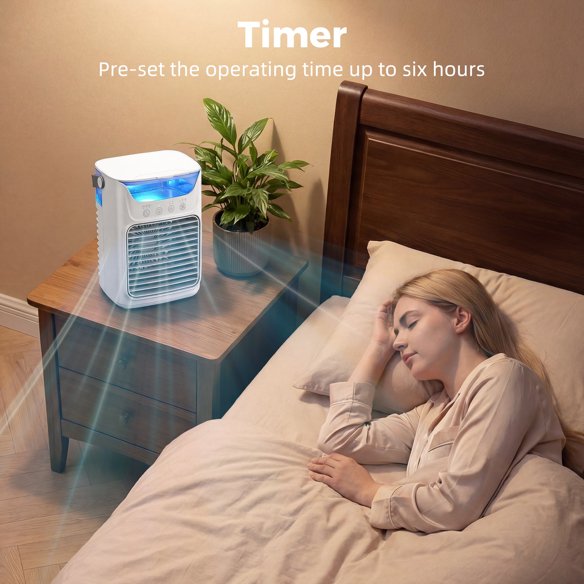 HOMCOM Desk Fan with Adjustable Head, 3-Speed Small Fan with 700ml Water Tank White