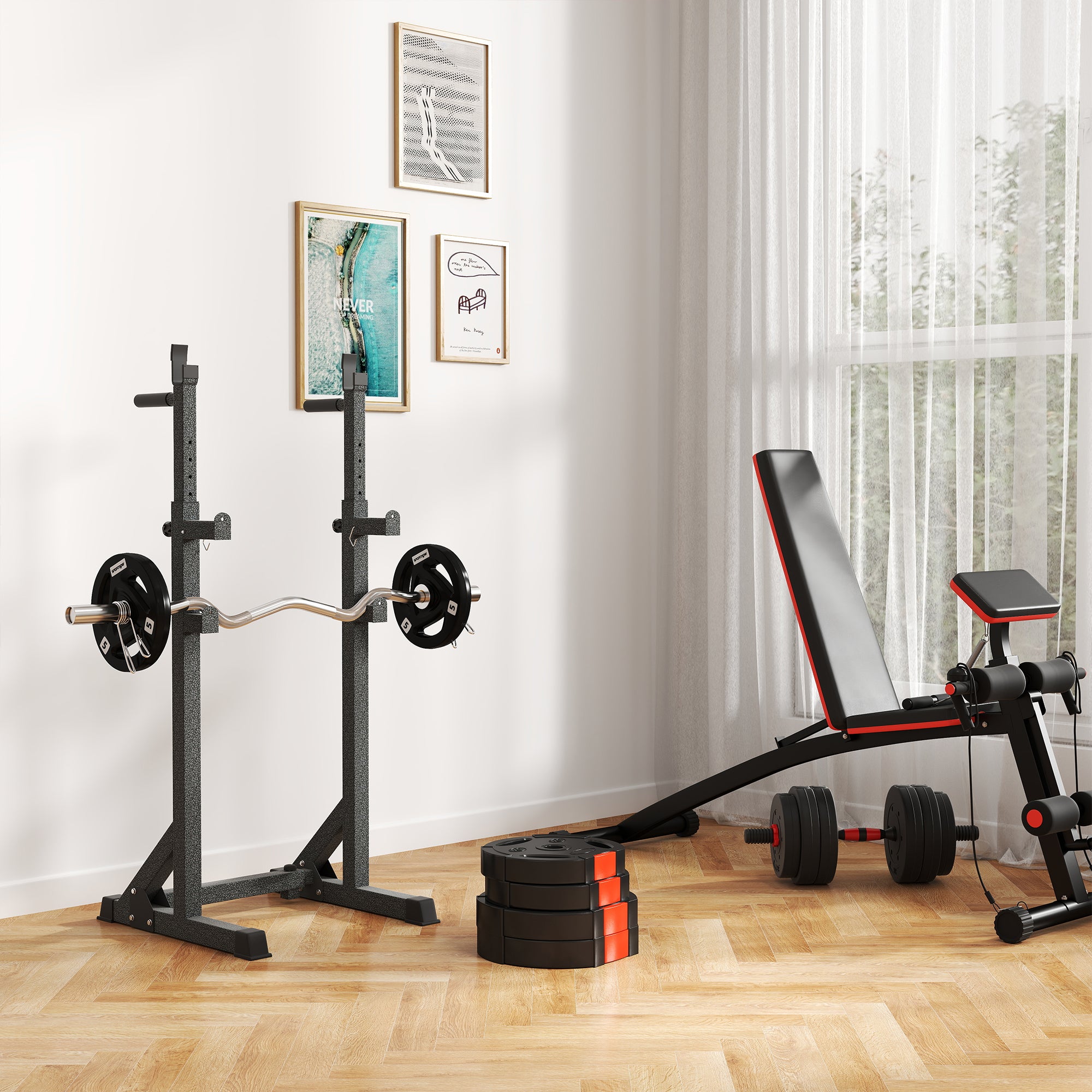 SPORTNOW Olympic Weight Plates Set, with Two 10kg and Two 5kg weights, Black