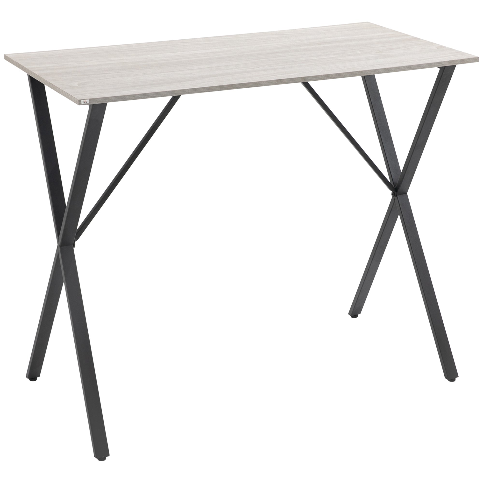 HOMCOM 120 cm Rectangular Bar Table for 4 People, Modern Kitchen Table with Wood Effect Tabletop, Steel Legs, for Living Room, Home Bar, White - North Peak Garden Furniture