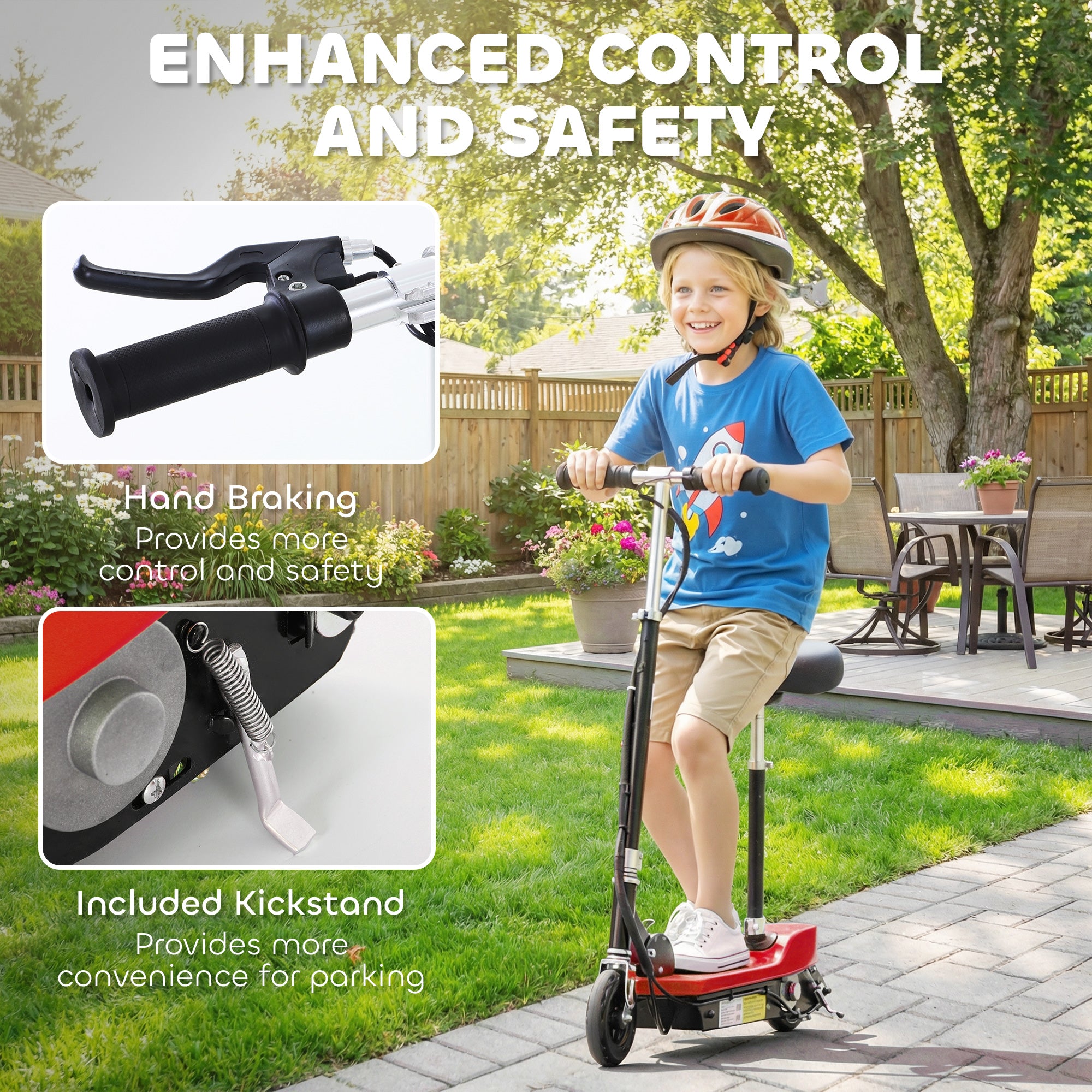 HOMCOM Outdoor Ride On Powered Scooter Sporting Toy 120W Motor Bike 2 x 12V Battery - Red
