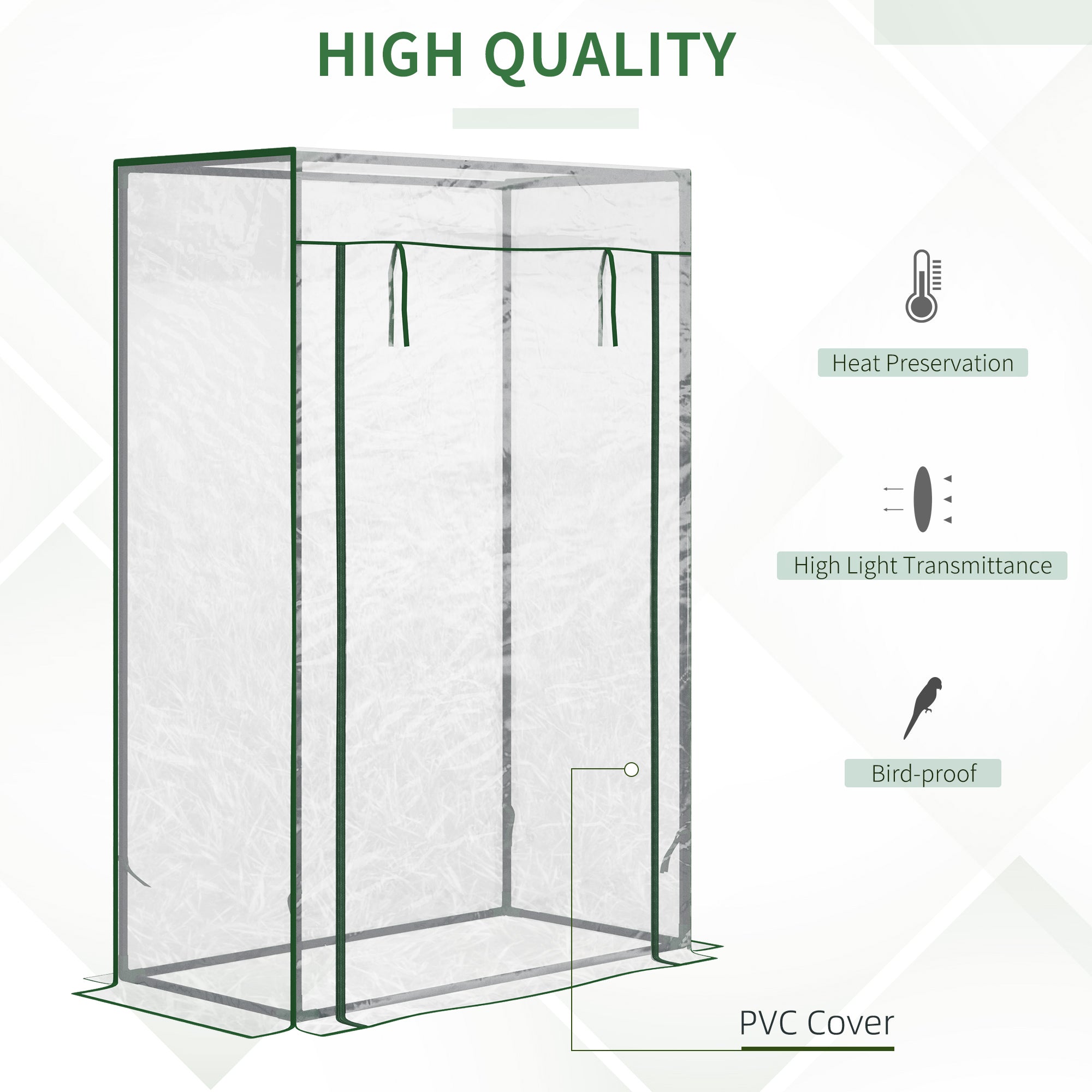 Outsunny 100 x 50 x 150cm Greenhouse Steel Frame PVC Cover with Roll-up Door Outdoor for Backyard, Balcony, Garden, Transparent - North Peak Garden Furniture