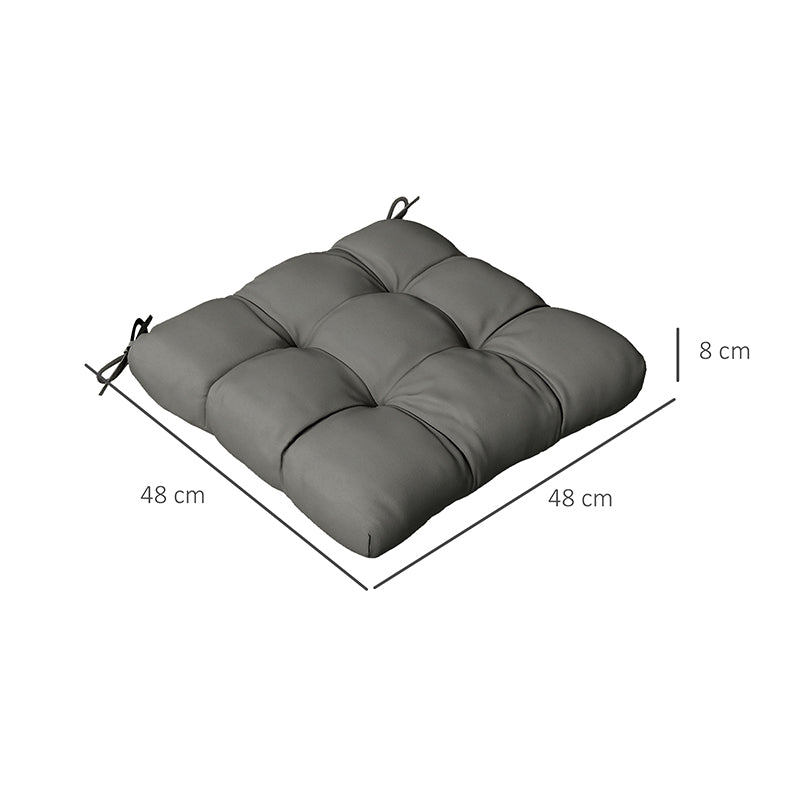 Outsunny 4-Piece Seat Cushion Pillows Replacement, Patio Chair Cushions Set with Ties for Indoor Outdoor, Charcoal Grey - North Peak Garden Furniture