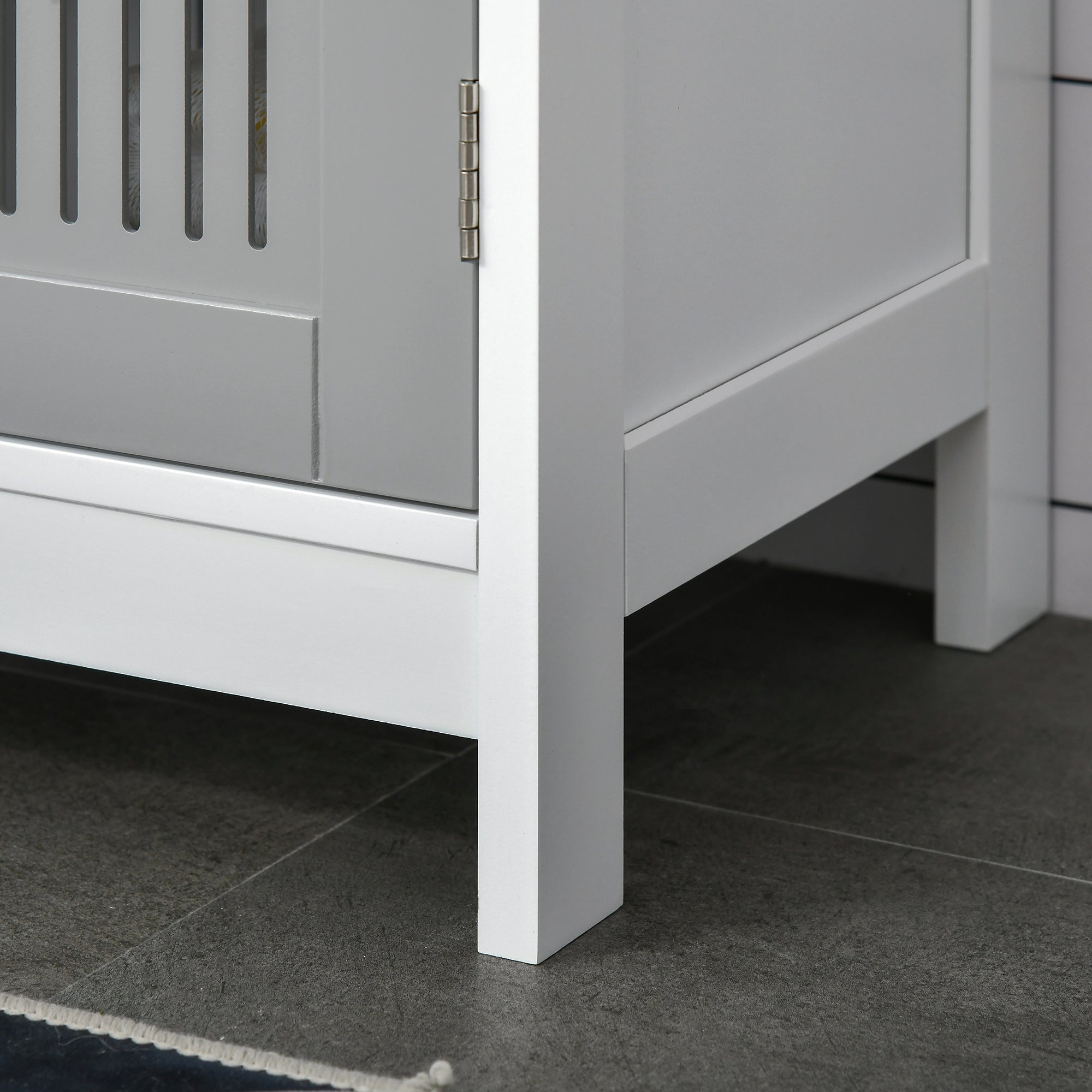 kleankin Modern Under Sink Cabinet with 2 Doors, Bathroom Vanity Unit, Pedestal Under Sink Design, Storage Cupboard with Adjustable Shelves, Grey - North Peak Garden Furniture