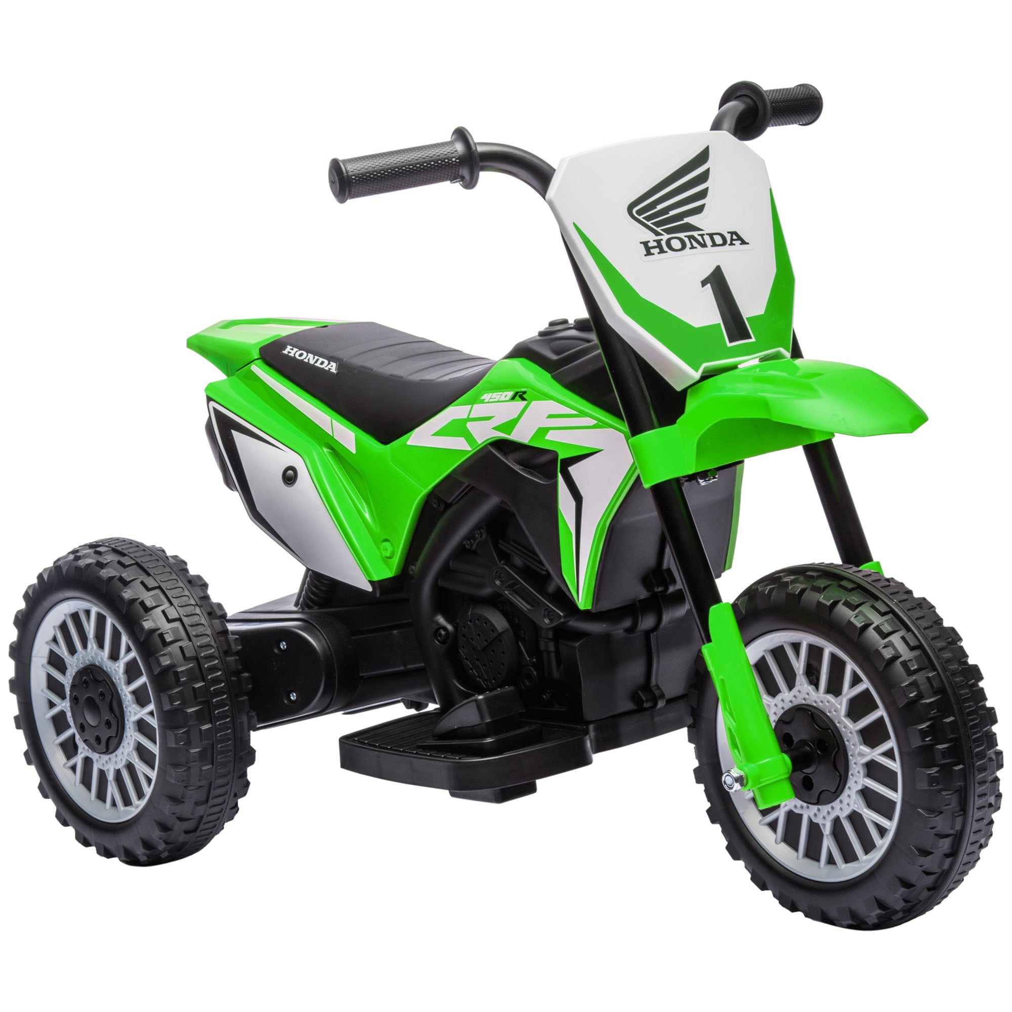 HOMCOM 6V Kids Motorbike, Three-Wheel Kids Electric Bike with Horn, Startup Sound for Ages 18-36 Months - Green - North Peak Garden Furniture