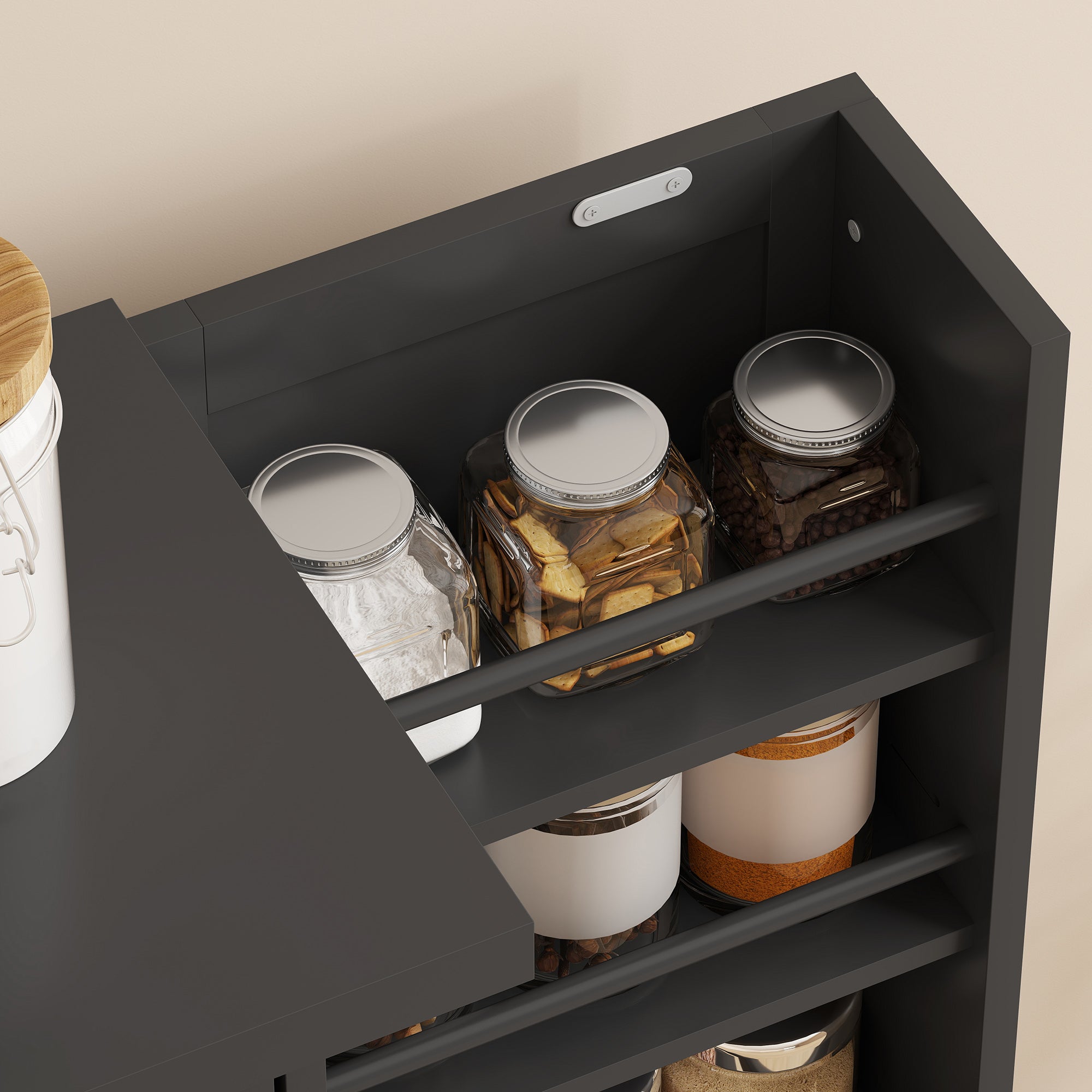 HOMCOM Kitchen Cupboard, Freestanding Multi-Storage Kitchen Pantry Cabinet with Adjustable Shelves, Black