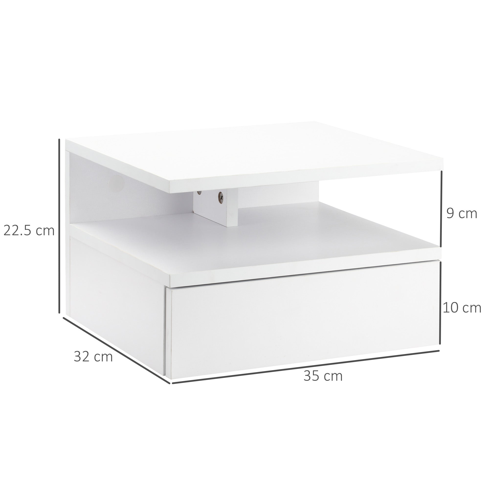 HOMCOM Set of Two Floating Bedside Tables - White - North Peak Garden Furniture