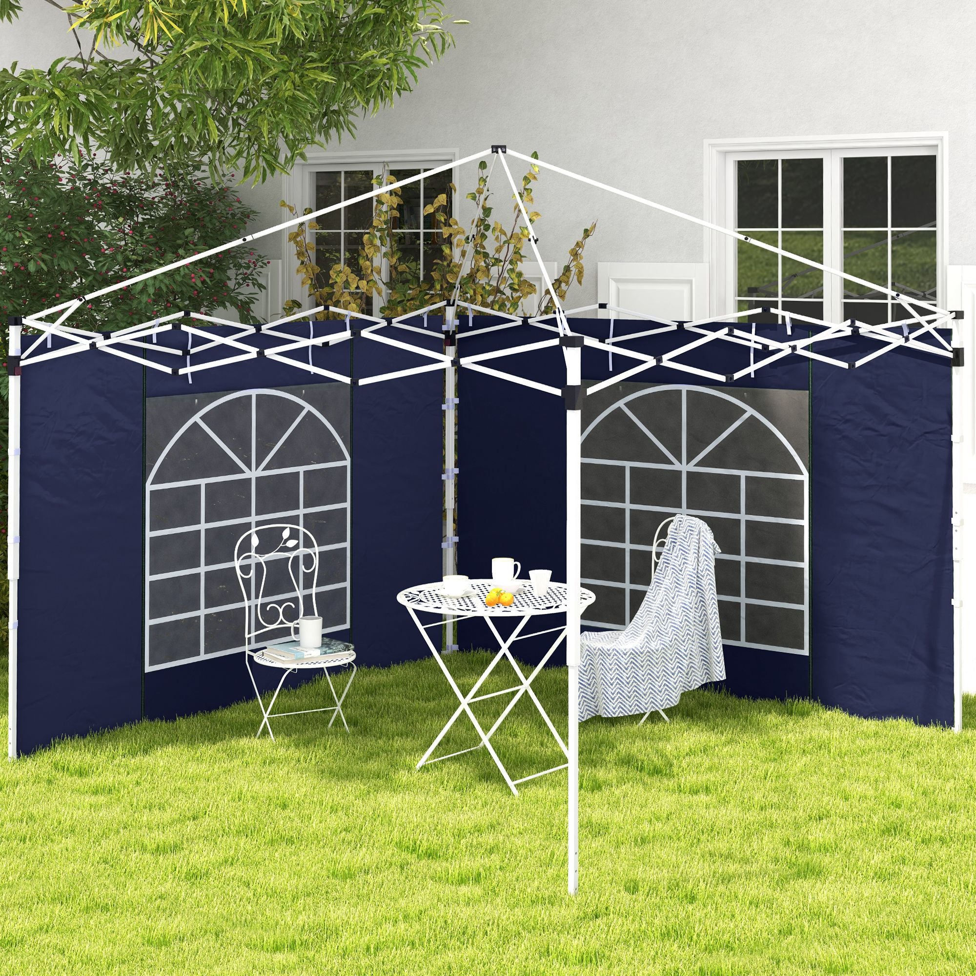 Outsunny Set of Two 195 x 295cm Replacement Gazebo Side Walls - Blue - North Peak Garden Furniture
