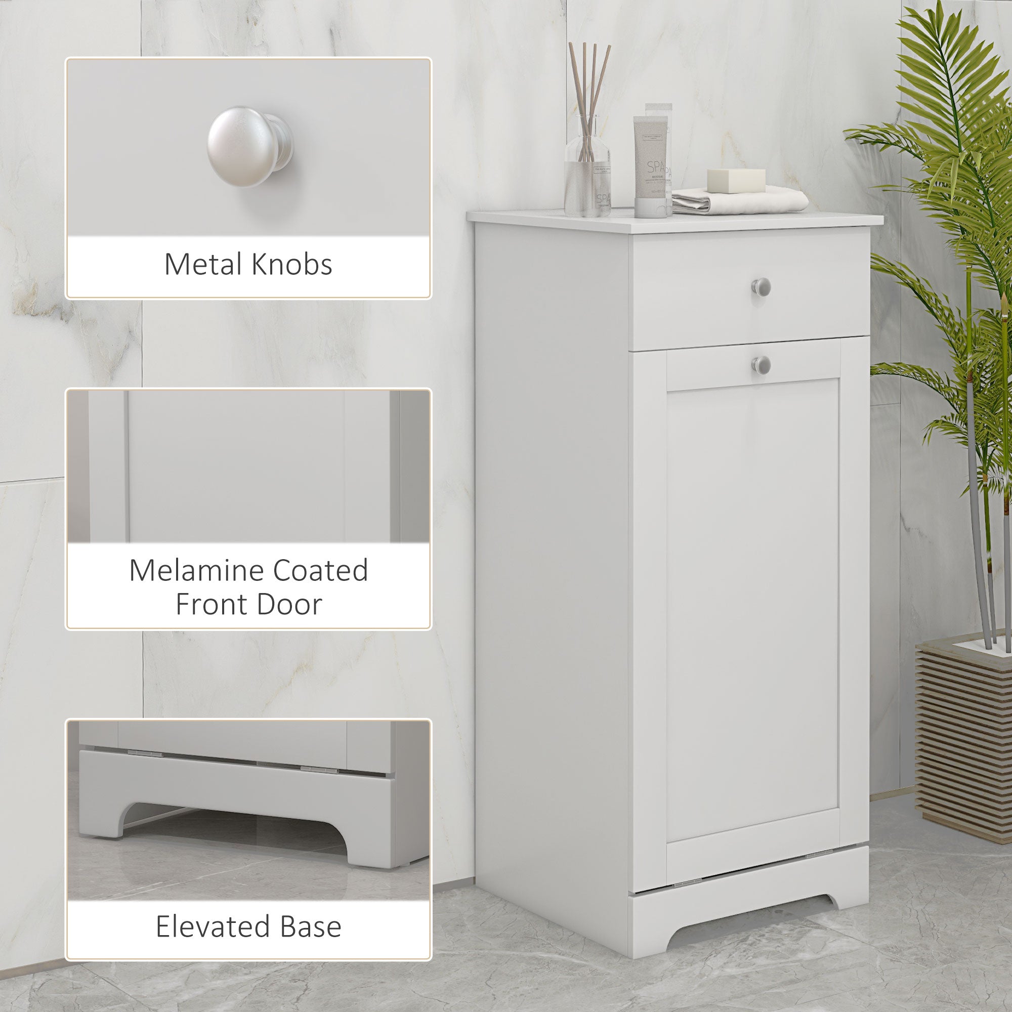 HOMCOM Single Hamper Laundry Storage Cabinet - White - North Peak Garden Furniture