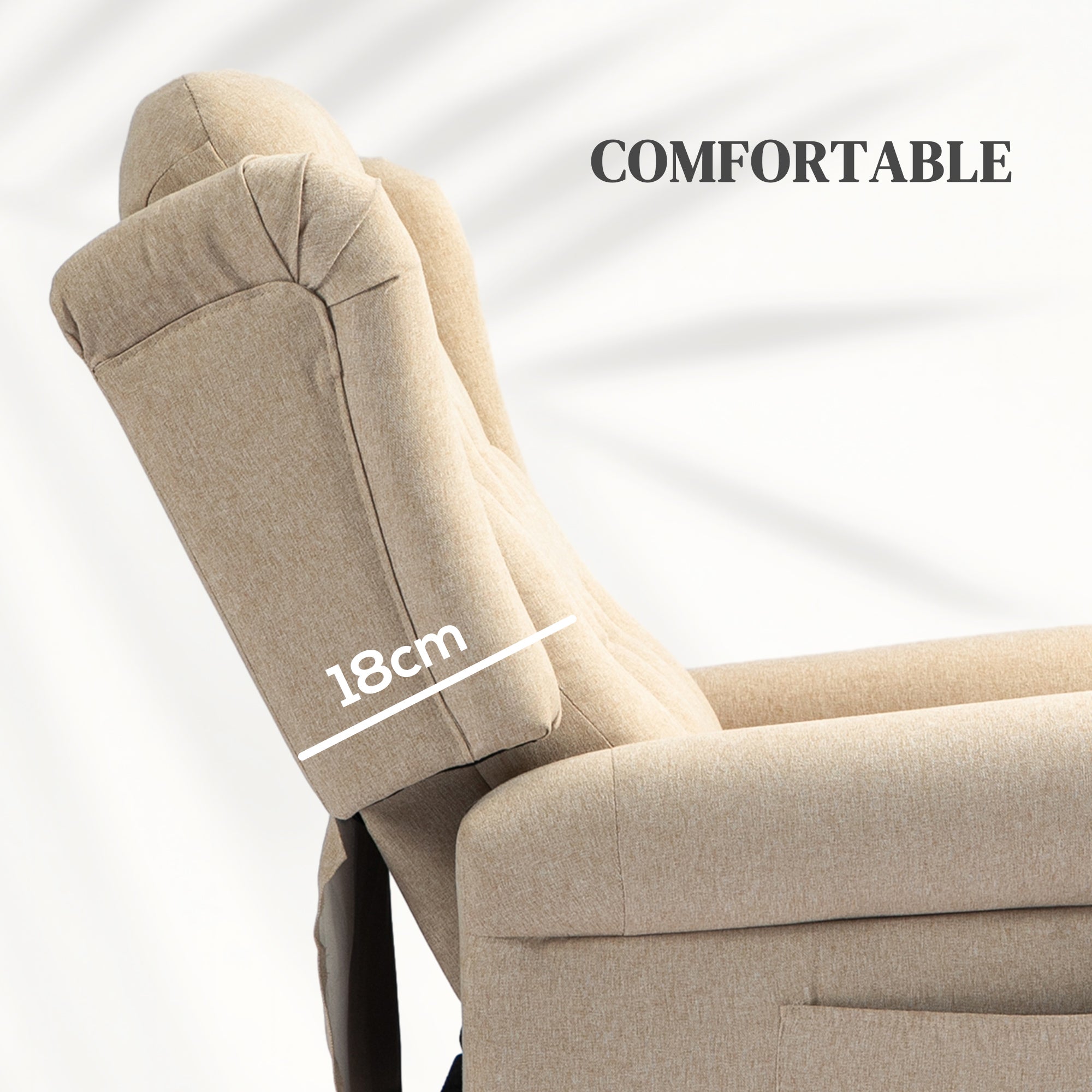 HOMCOM Power Lift Recliner Chair, Wingback Button Tufted Electric Lift Chair for Elderly, Fabric Riser and Reclining Armchair with Remote Control, Side Pockets, for Living Room, Beige - North Peak Garden Furniture