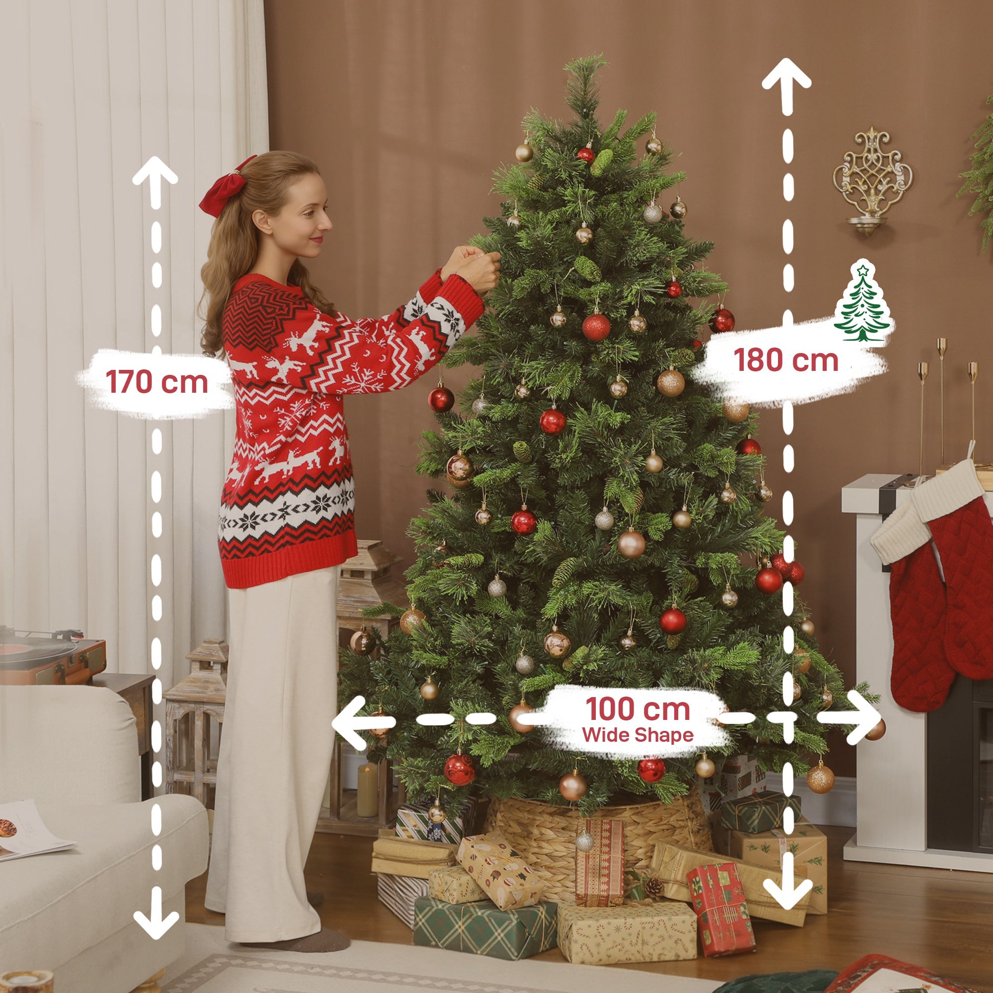 HOMCOM 180cm Carolina Pine Christmas Tree with Colourful DIY Synchronized LED Lights and Remote