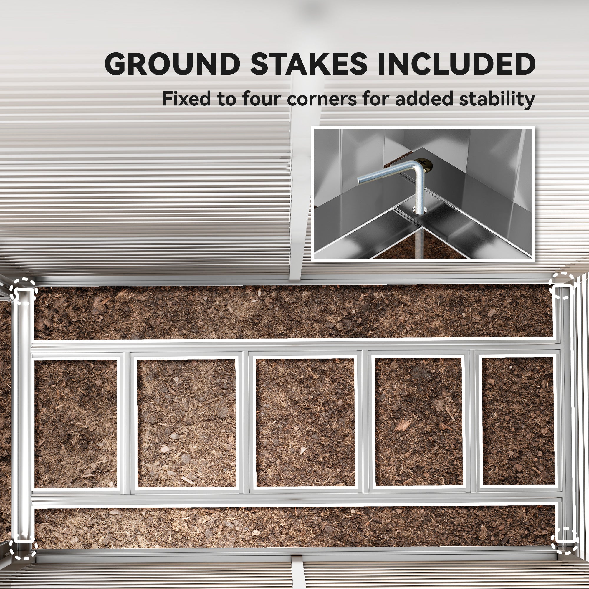 Outsunny 5 x 9ft Galvanised Metal Garden Shed with Foundation Kit, Outdoor Lean-to Shed, Tool Storage House with Lockable Doors, Gloves and 2 Air Vents for Patio, Garden, Brown