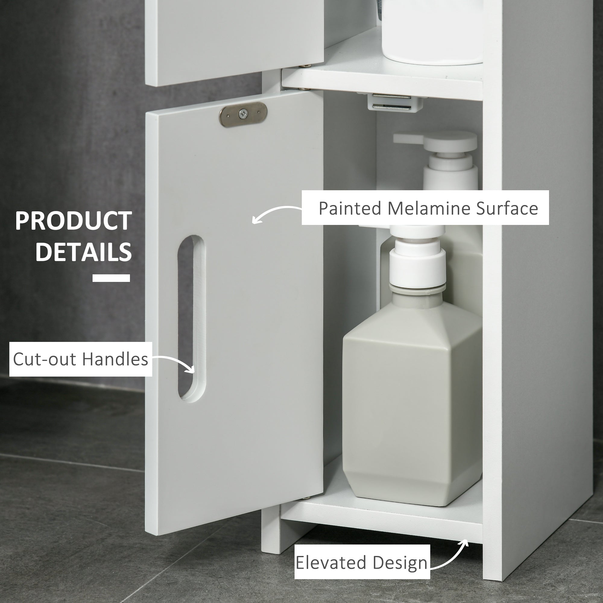 kleankin Modern Bathroom Storage Cabinet, Freestanding Tall Bathroom Cabinet with Open Shelves and 3 Cupboards with Door, for Bedroom Hallway, White - North Peak Garden Furniture