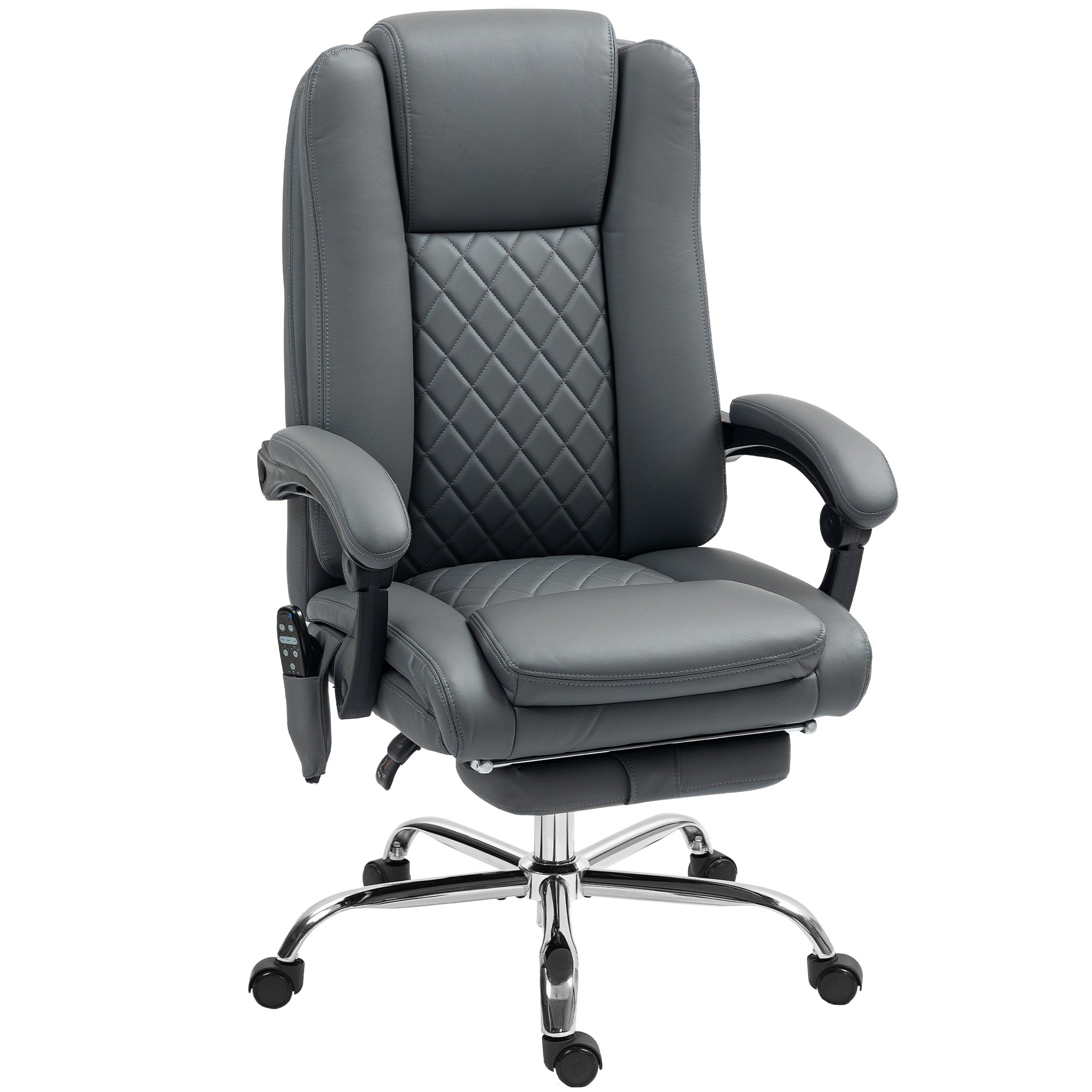 HOMCOM Executive Office Chair with 6-point Massage and Heat - Light Grey - North Peak Garden Furniture